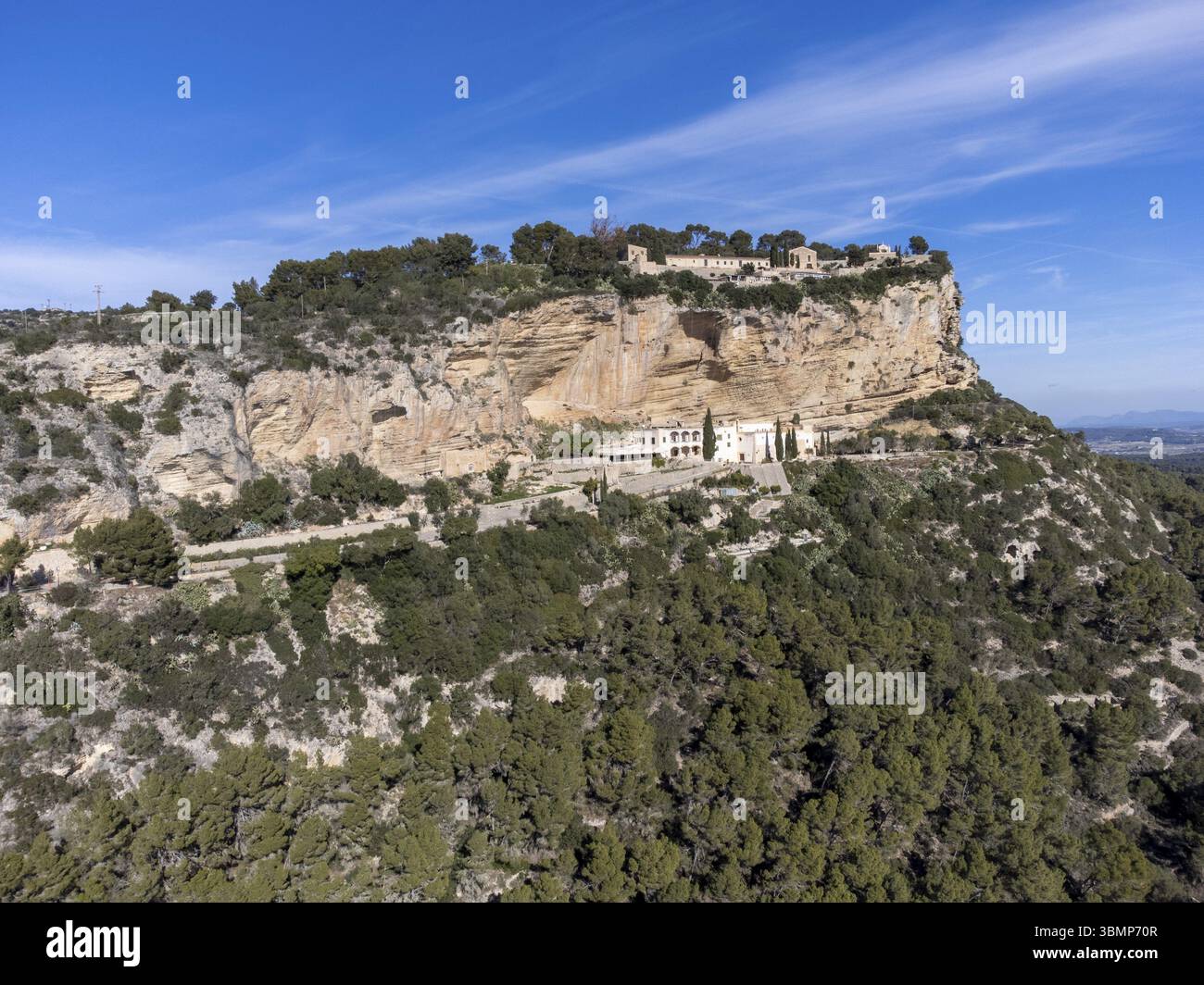 Seminazione sotto i santuari di Gracia e Sant Honorat, Puig de cura, Algaida-Llucmajor, Maiorca, Isole Baleari, Spagna, Europa Foto Stock