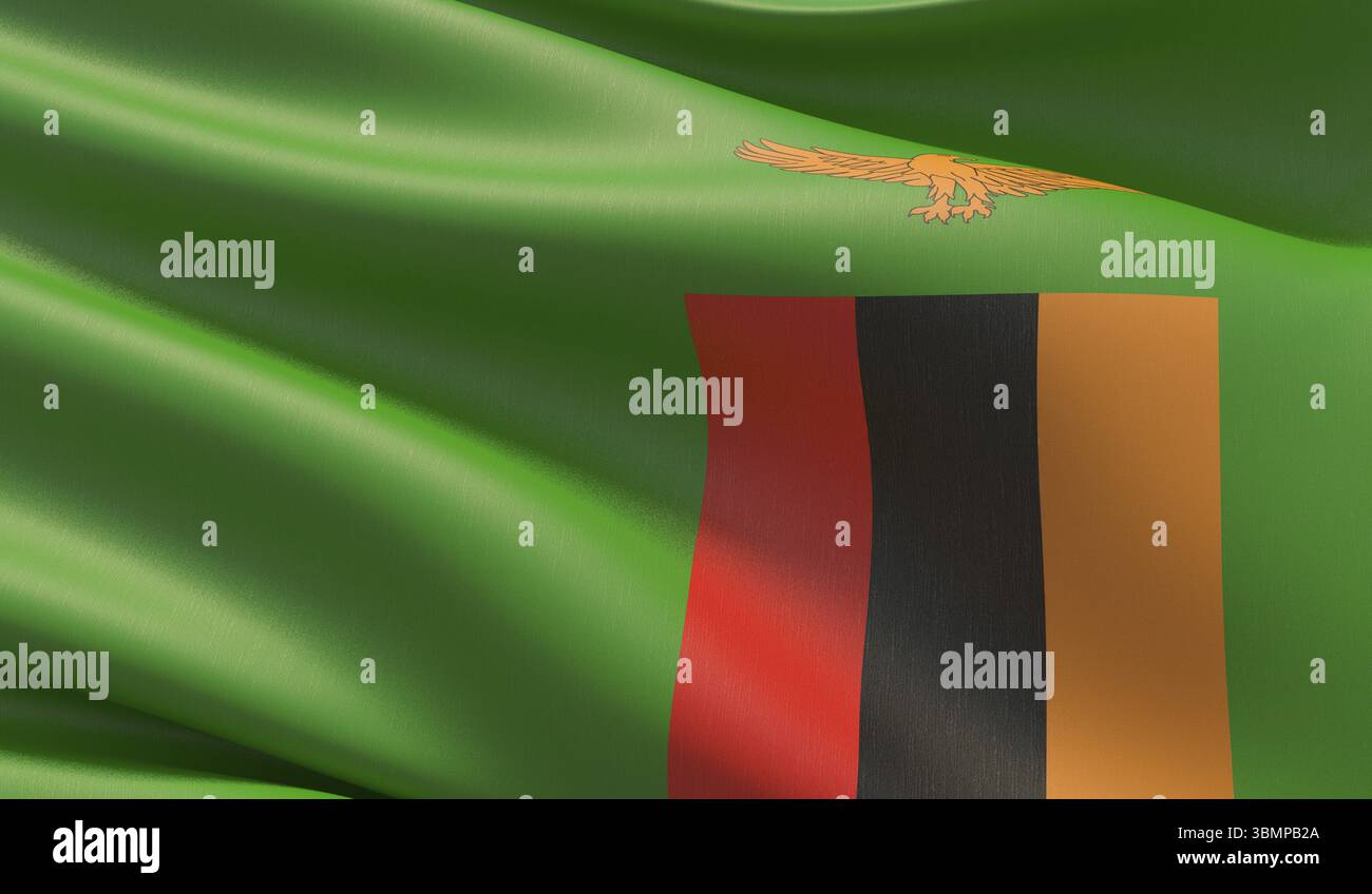 Primo piano ad alta risoluzione dello Zambia. Illustrazione 3D. Foto Stock