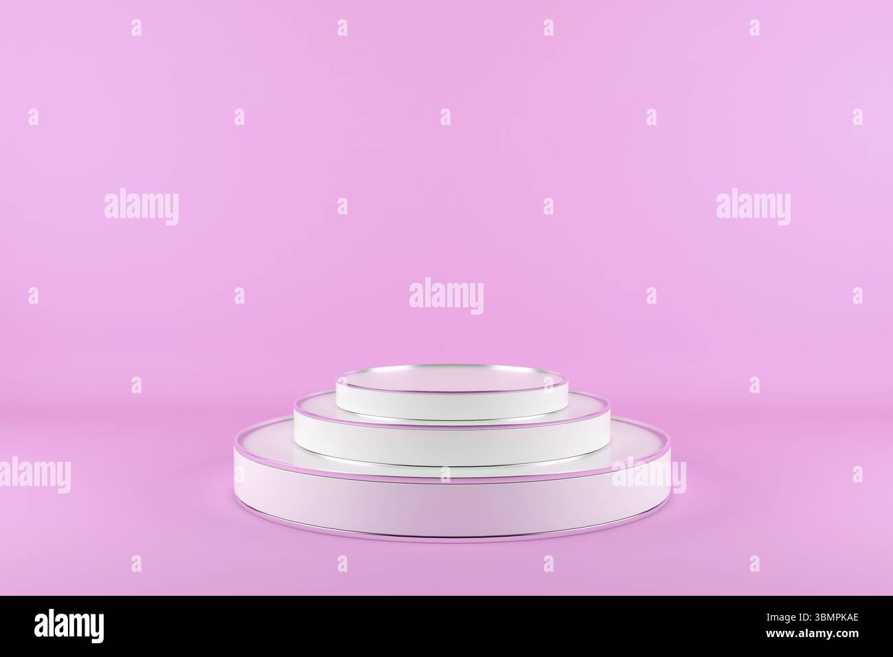 3d rendering, astratto sfondo geometrico, cilindro podio, forme primitive minimalistiche, moderno mock up, modello vuoto, vetrina vuota, negozio display Foto Stock