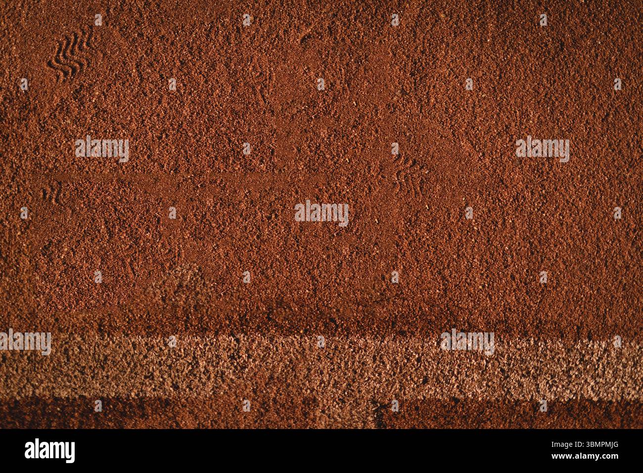 Primo piano del campo sportivo marrone Foto Stock