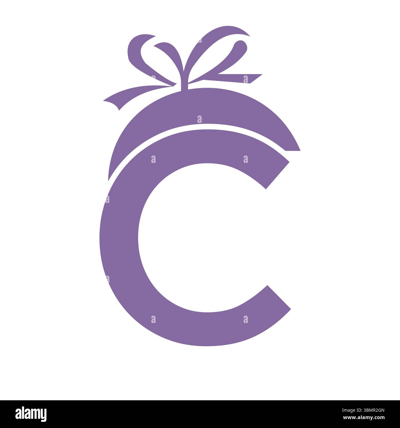 Lettera iniziale C Logo regalo Design per evento, anniversario, compleanno e simbolo di festa Illustrazione Vettoriale