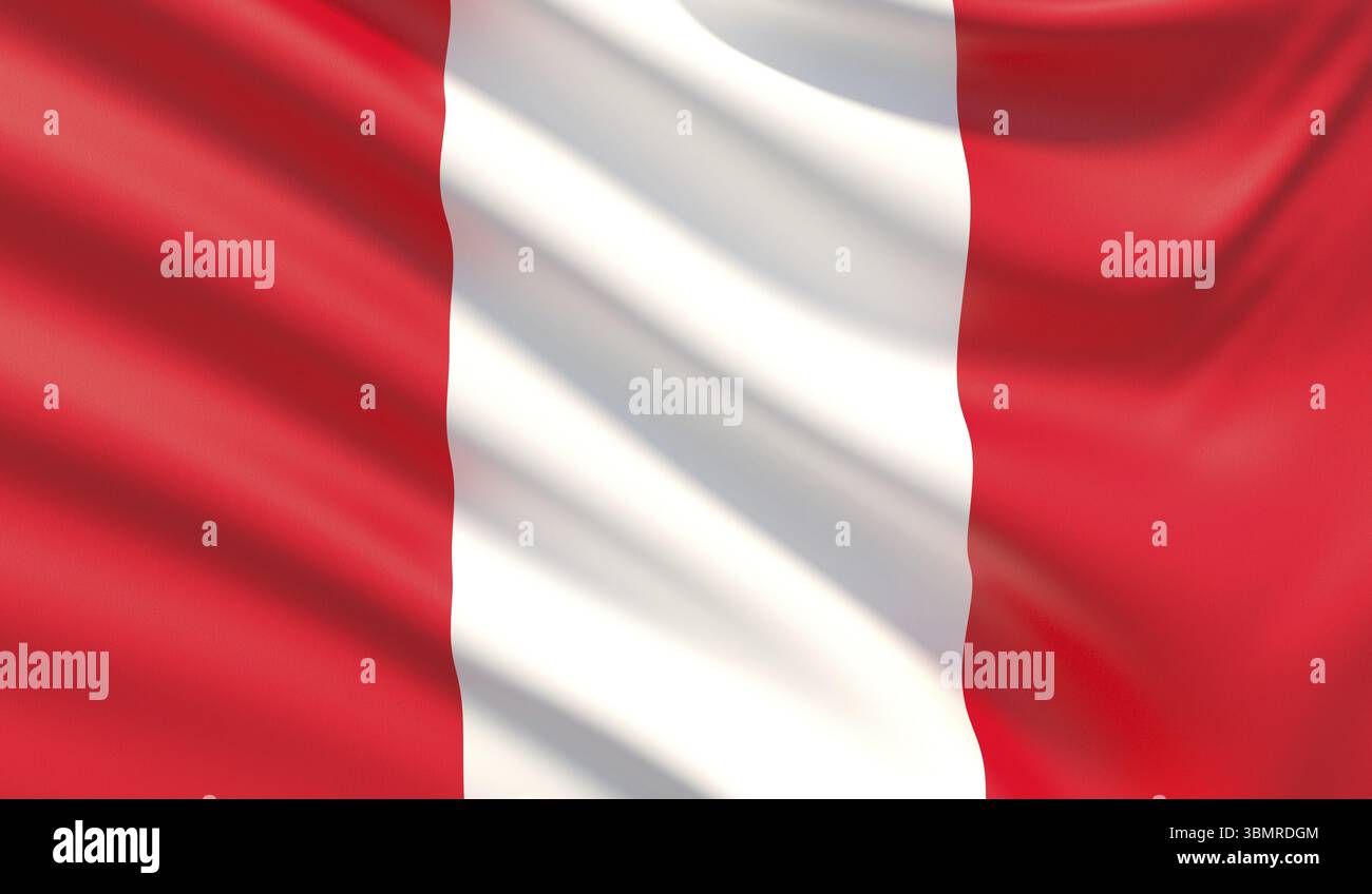 Bandiera del Perù. Tessuto ondulato estremamente dettagliato Foto Stock