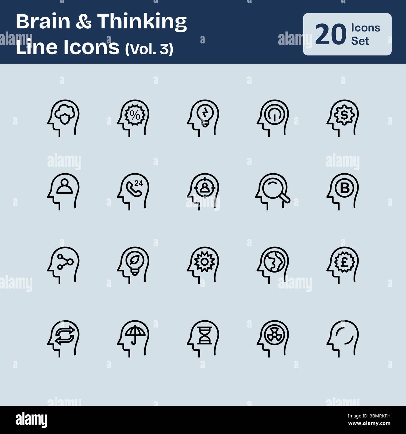 Icone Brain & Thinking Line (Vol.3) Illustrazione Vettoriale