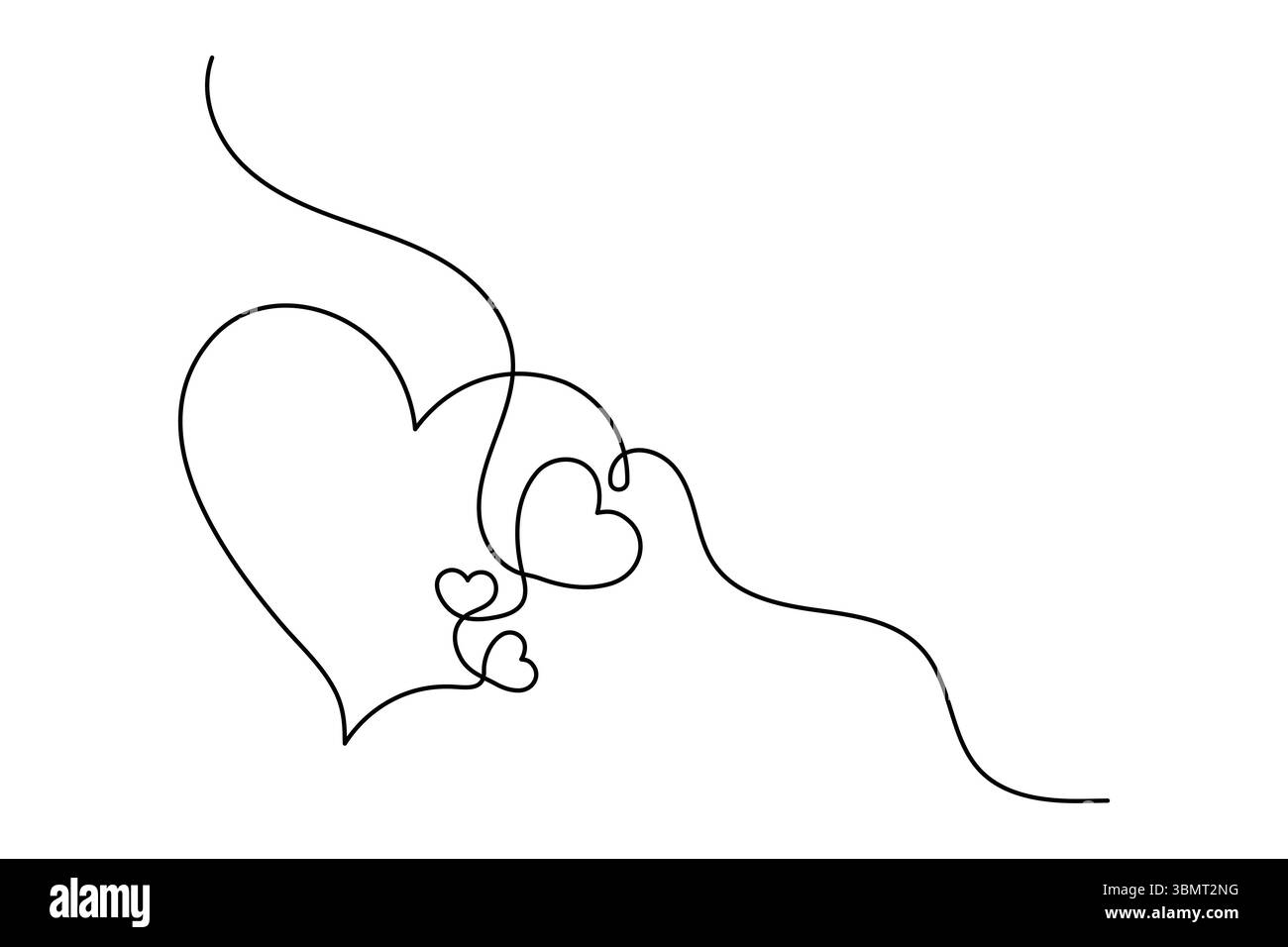 Icona a forma di cuore, disegno a una linea continua e stile minimalista Illustrazione Vettoriale
