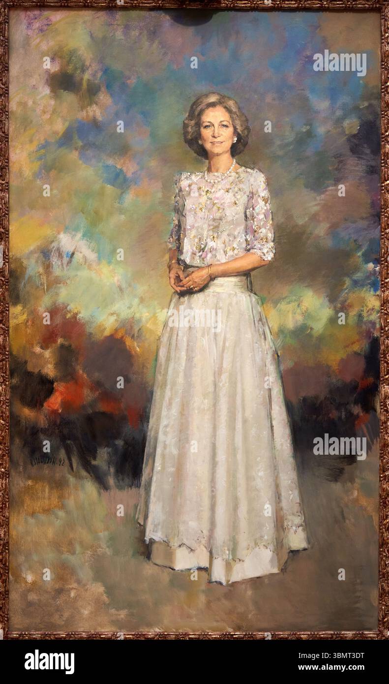 Ritratto di H.M. Regina Sofía di Spagna, 1992, Ricardo Macarrón (1926-2004), museo Thyssen Bornemisza, Madrid, Spagna Foto Stock