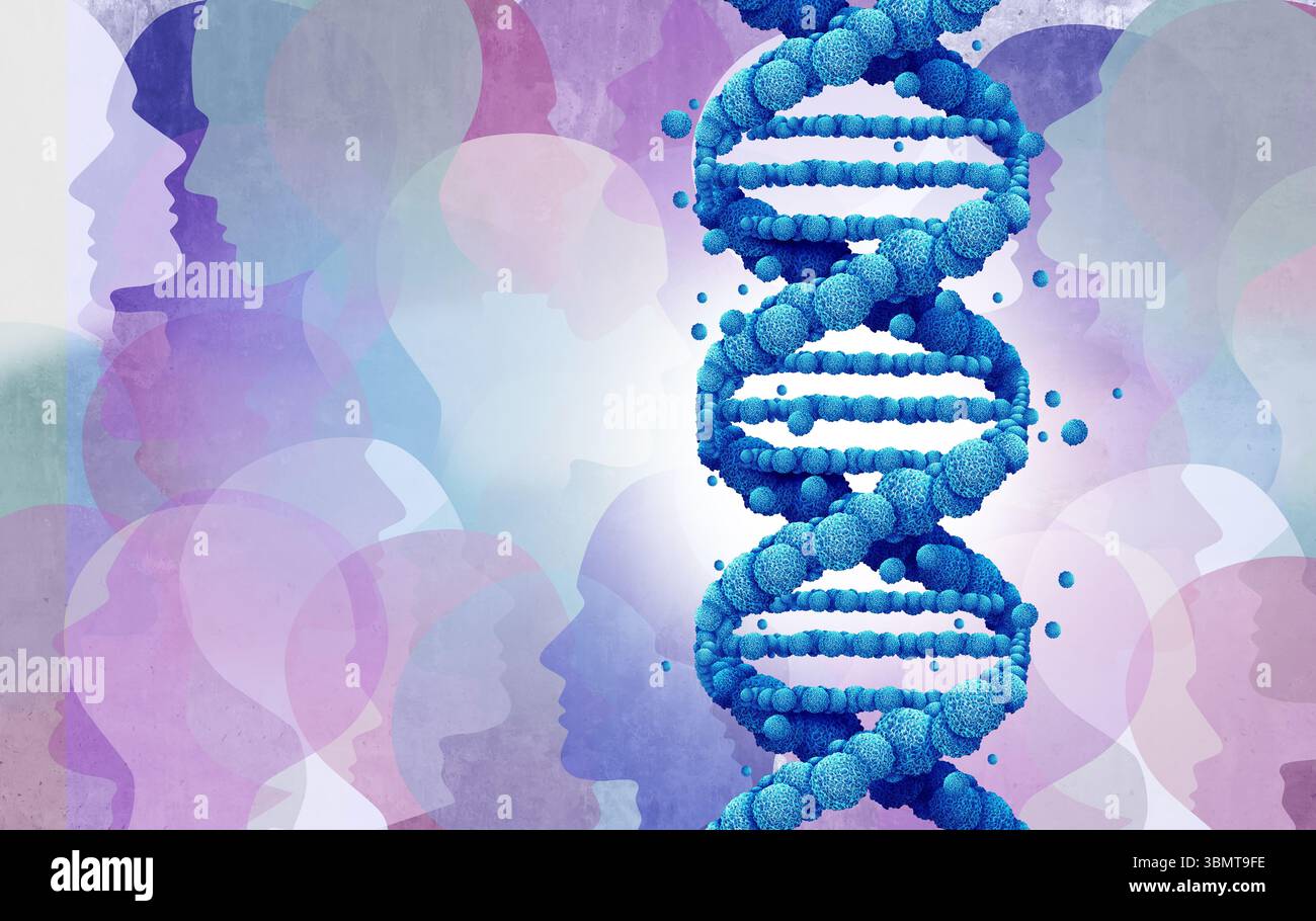 Concetto futuristico di DNA umano artificiale con biotecnologia digitale a doppia elica e codice genetico nella struttura molecolare astratta. Foto Stock
