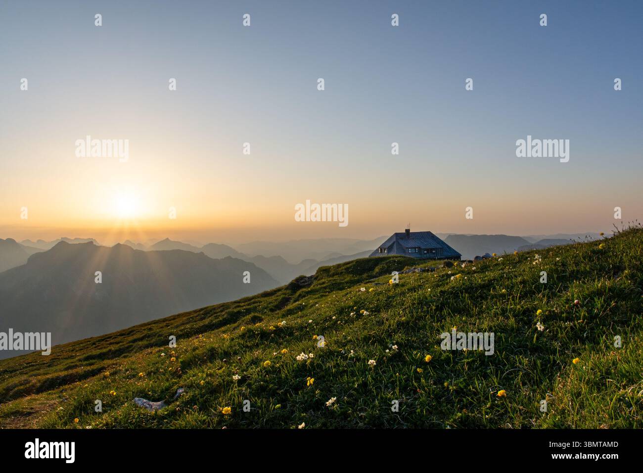 Tramonto all'Eisenerzer Reichenstein in Stiria, Austria Foto Stock