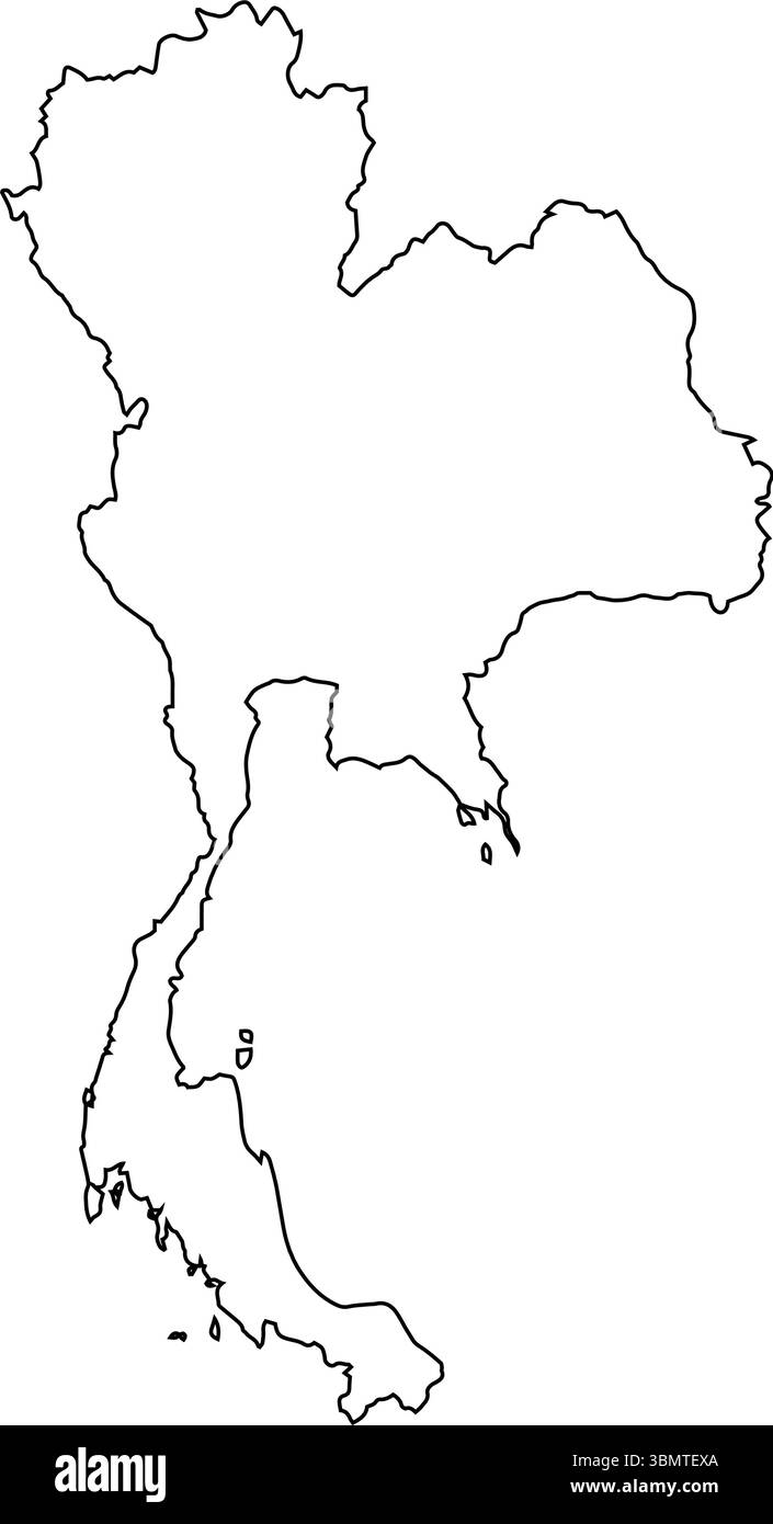 Mappa vettoriale della Thailandia isolata su uno sfondo trasparente, mappa dettagliata della Thailandia Illustrazione Vettoriale