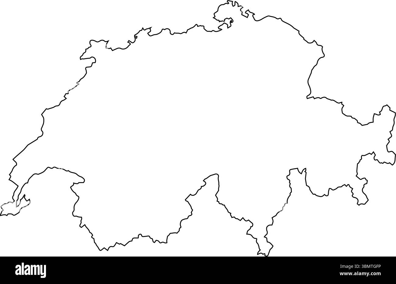 Mappa vettoriale della Svizzera Country Outline. Illustrazione Vettoriale