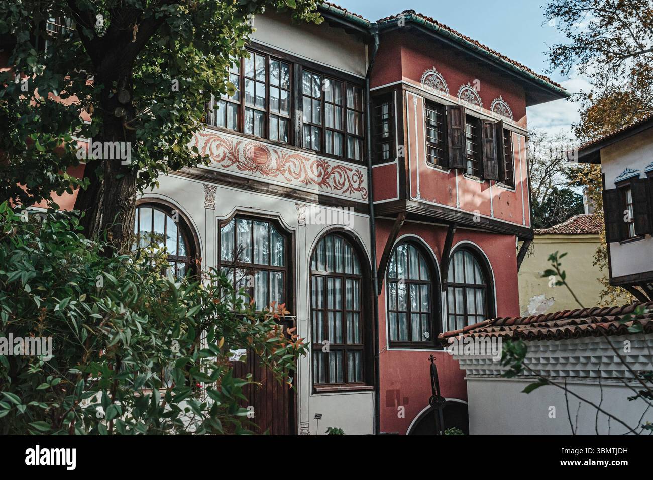 Casa rossa nel centro storico di Plovdiv Foto Stock