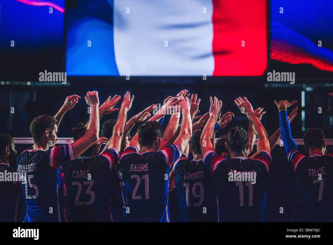 Italia contro Francia durante la partita maschile FIVB Volleyball Nations League 2024 del 28 giugno a Łódź, Polonia. Foto Stock