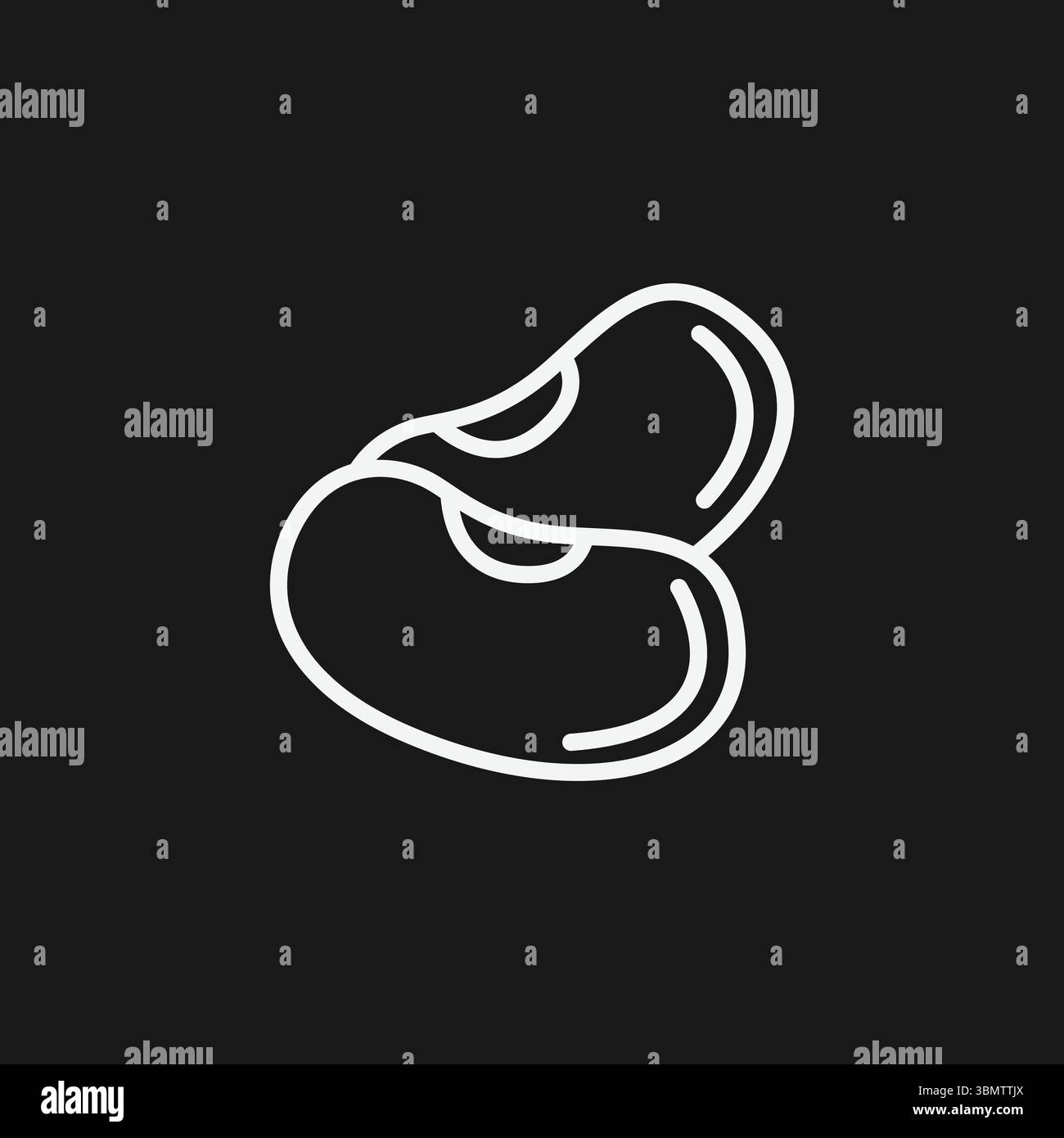 Icona di fagioli renali e legumi per proteine a base vegetale, dieta vegana e ingredienti alimentari per punti Illustrazione Vettoriale