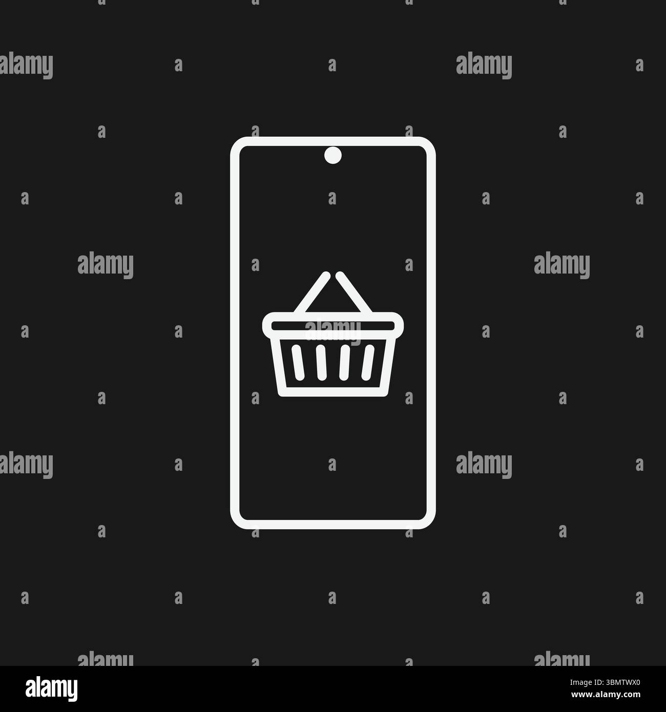 Icona dell'app Mobile Commerce and Online Shopping per negozi di e-commerce, mercati digitali e ordini di prodotti al dettaglio Illustrazione Vettoriale