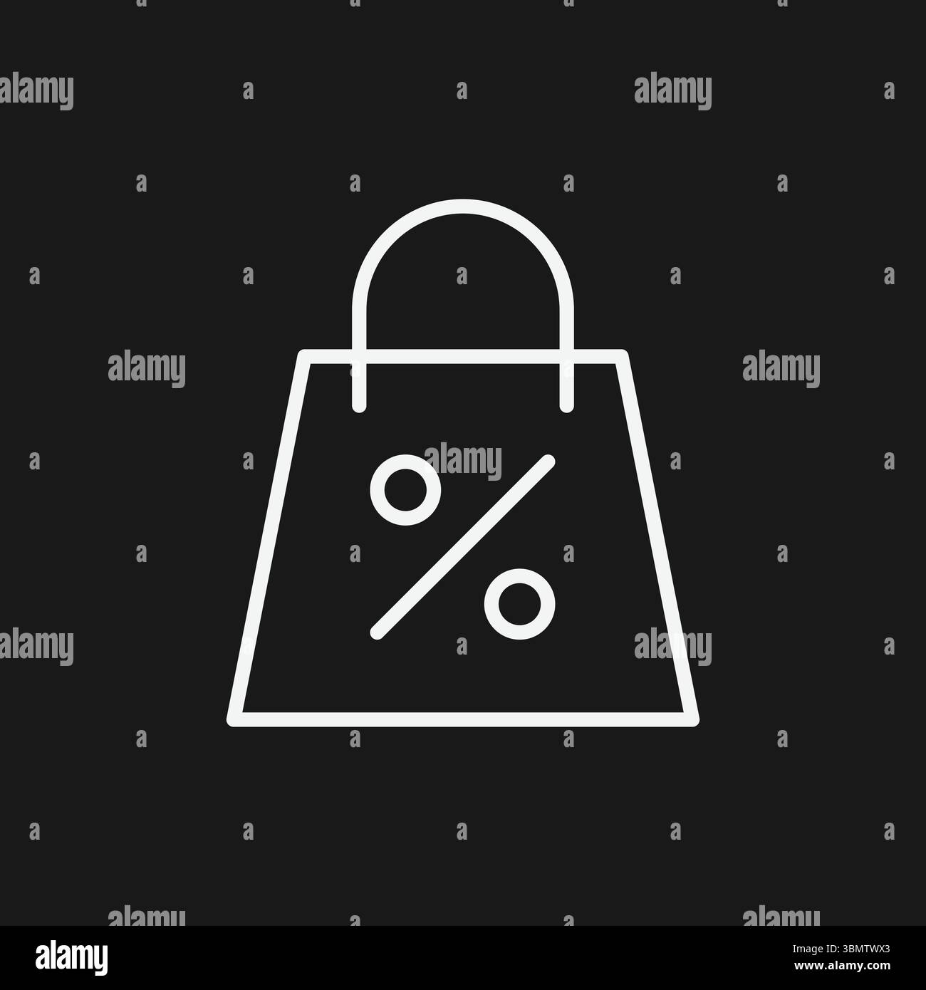 Shopping bag con l'icona del segno percentuale per le offerte di vendita al dettaglio, sconti promozionali e eventi di liquidazione Illustrazione Vettoriale