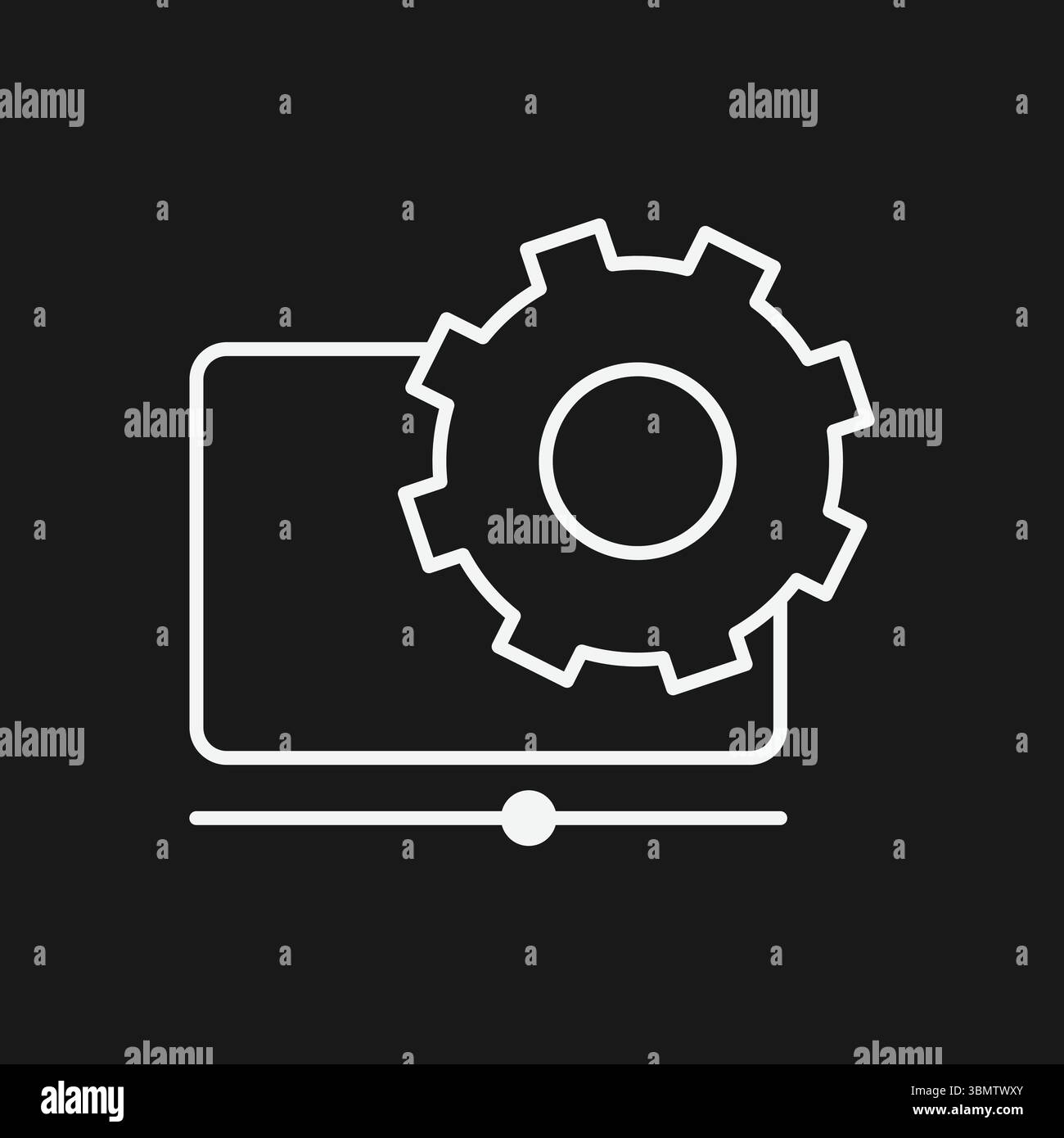 Icona Modifica video e Impostazioni lettore multimediale per la post-produzione, il rendering e la configurazione dei contenuti digitali Illustrazione Vettoriale