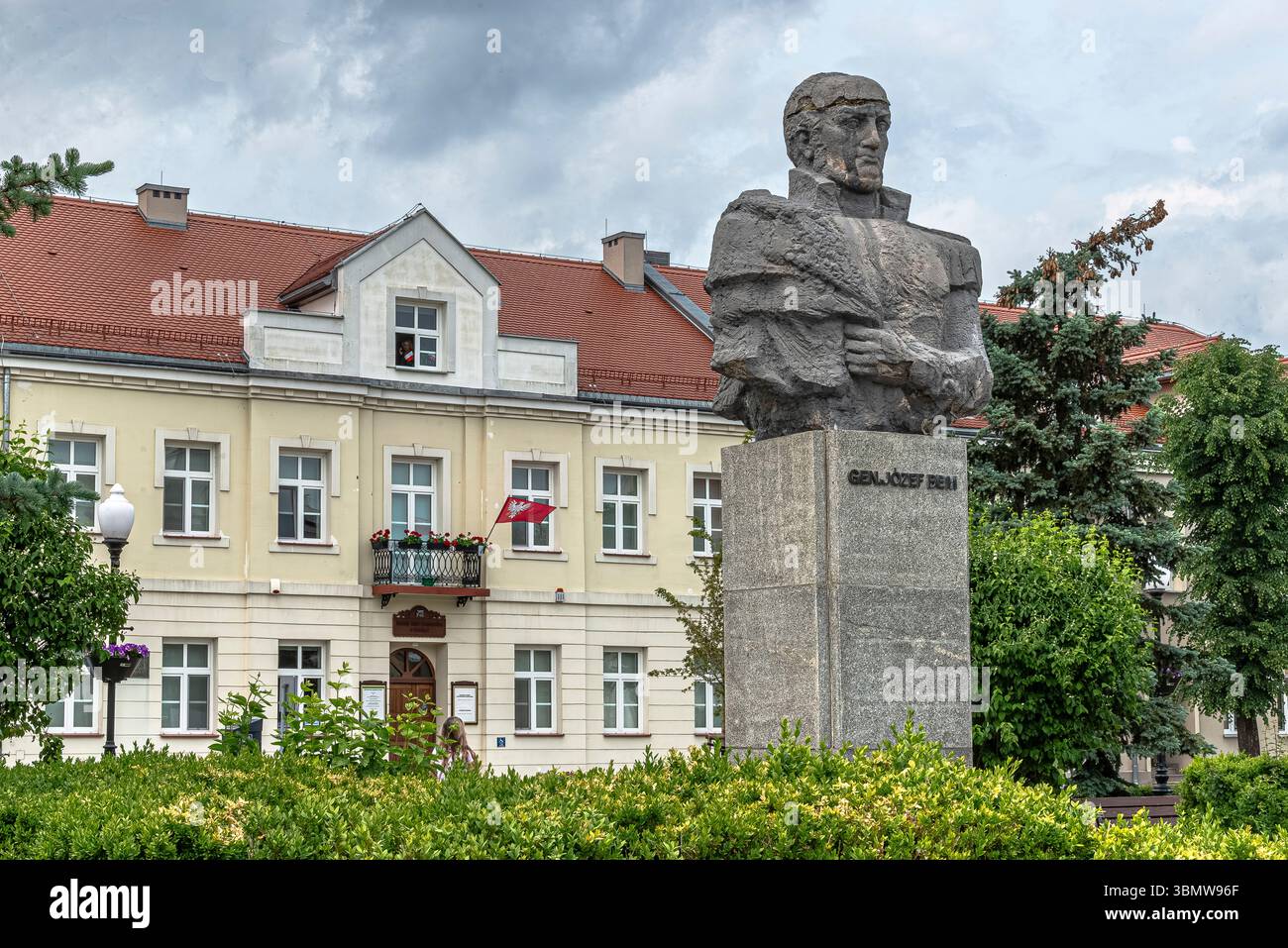 Statua del generale Józef BEM a Ostrołęka, Polonia, per commemorare la battaglia di Ostrołęka del 1831 durante la rivolta di novembre. Foto Stock