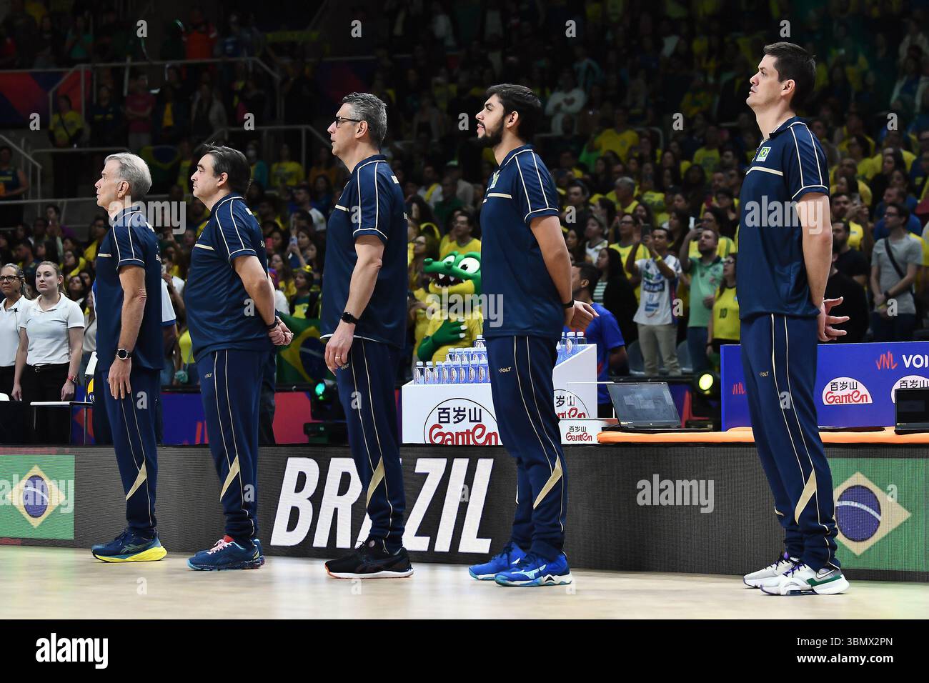 Rio de Janeiro, Brasile, 15 giugno 2025. Comitato tecnico brasiliano, durante la partita tra Brasile e Slovenia, per le Nazioni di pallavolo maschile L Foto Stock