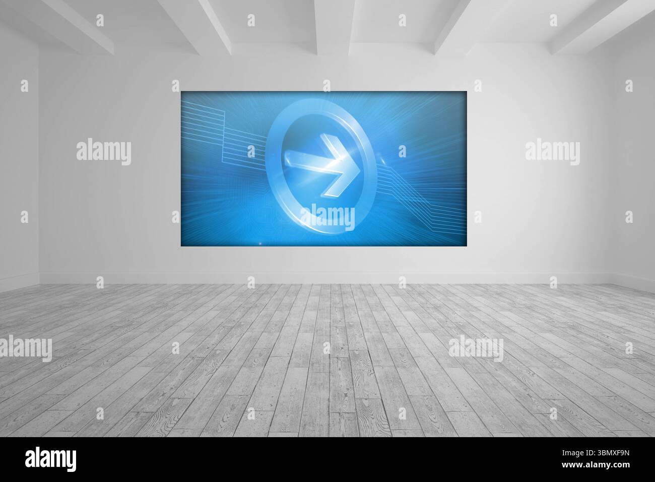 Camera Bianca con immagine blu freccia Foto Stock