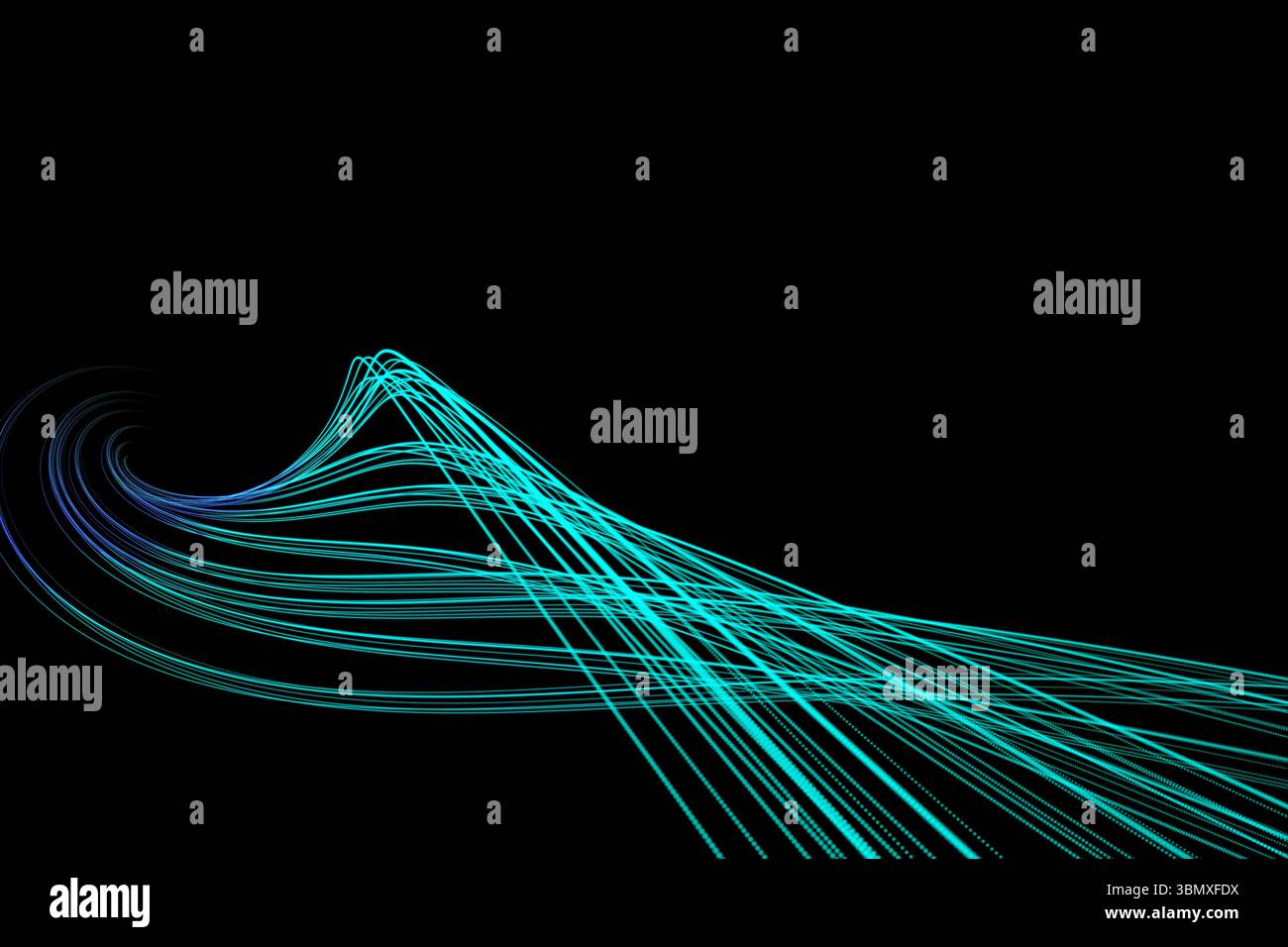 Sfondo nero con linee lucido Foto Stock