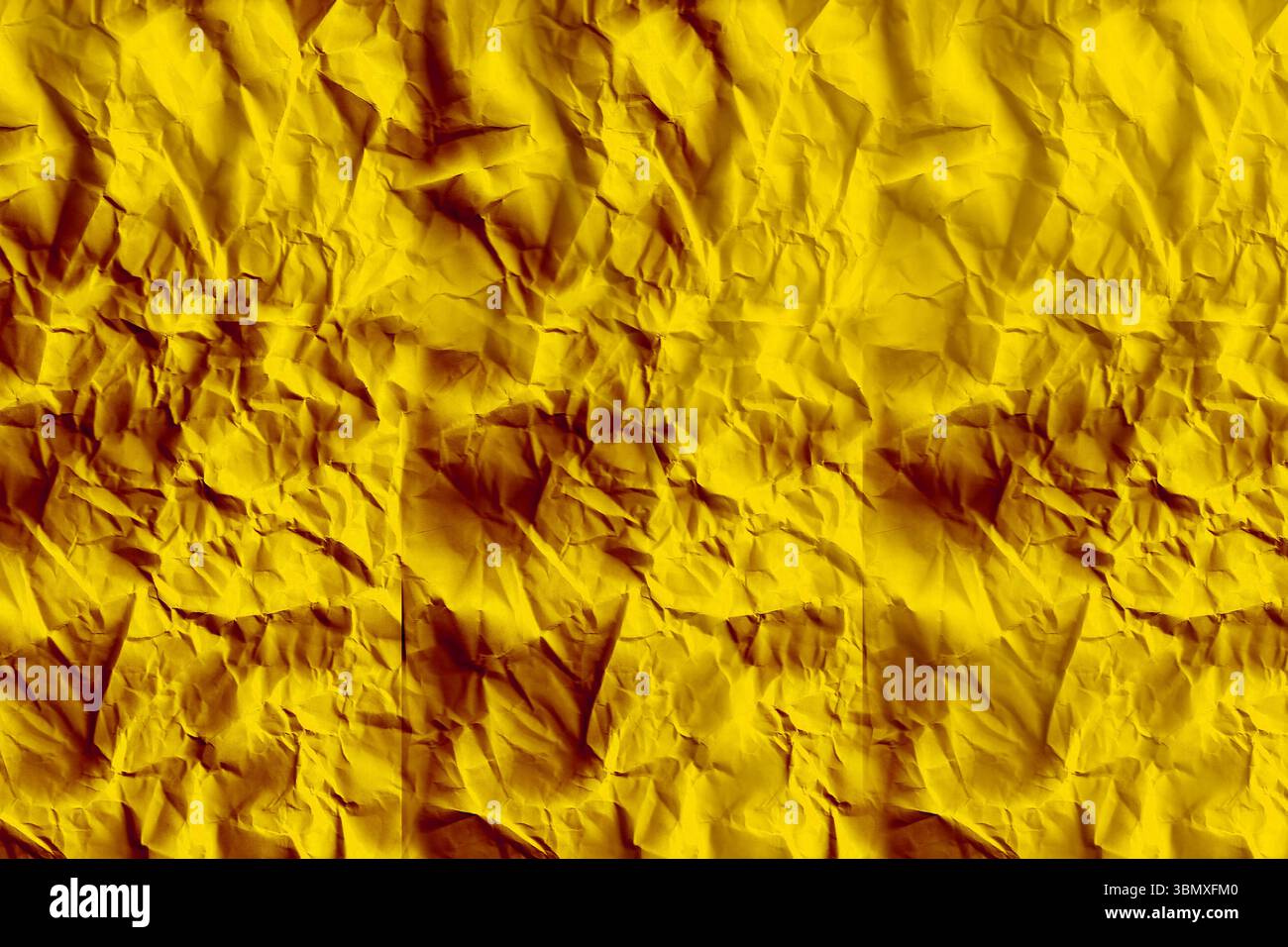 Illustrazione di primo piano con design piatto che mostra il telaio di riempimento in carta giallo arricciato con pieghe testurizzate Foto Stock