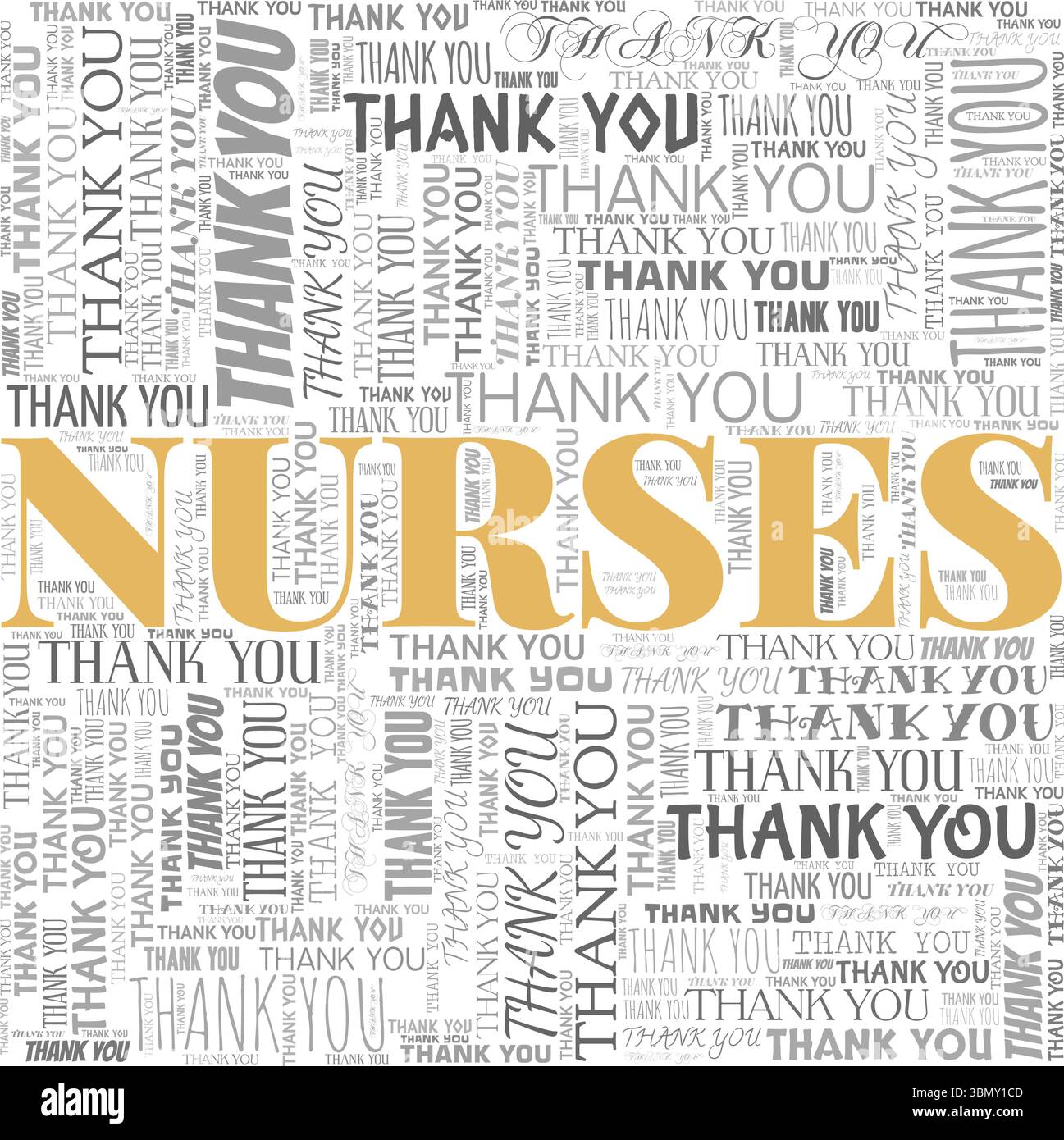 Grazie infermieri progettazione concettuale Word cloud isolata su sfondo bianco. Illustrazione Vettoriale