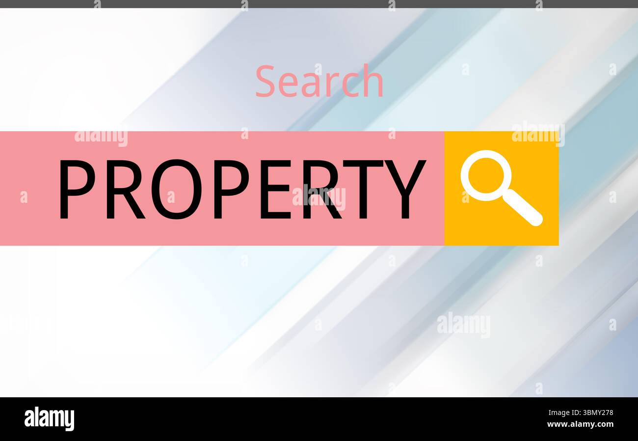 Logo di una barra di ricerca in cui è scritta LA PROPRIETÀ Foto Stock