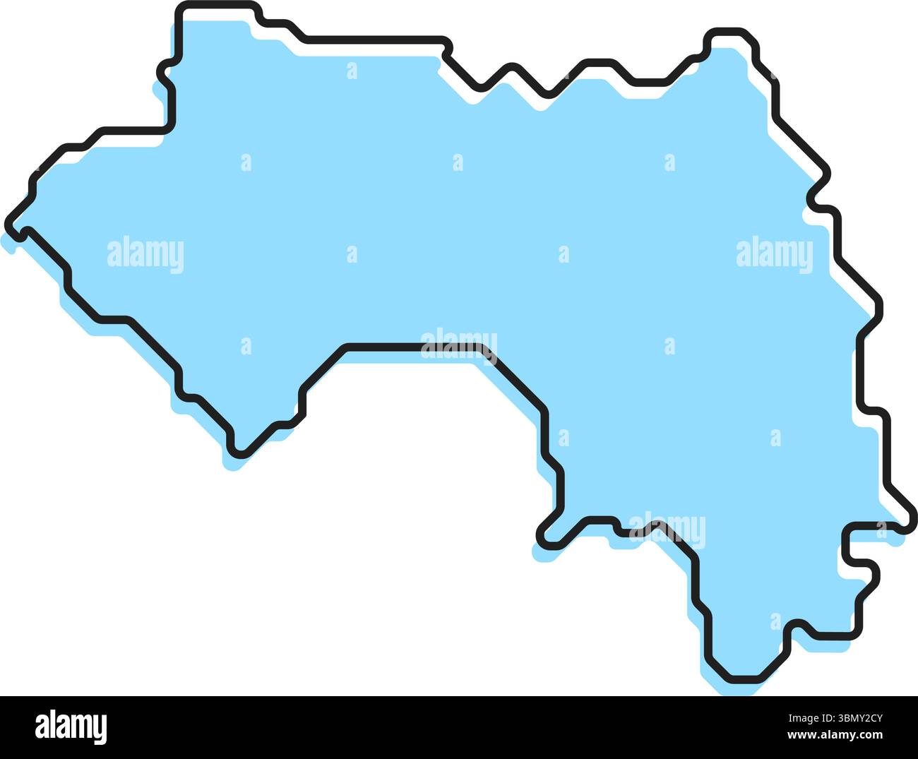 Una semplice mappa stilizzata del paese della Guinea. Moderna mappa stilizzata del paese per infografiche. Illustrazione Vettoriale
