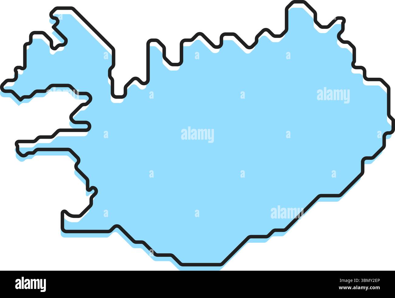 Una semplice mappa stilizzata del paese dell'Islanda. Moderna mappa stilizzata del paese per infografiche. Illustrazione Vettoriale