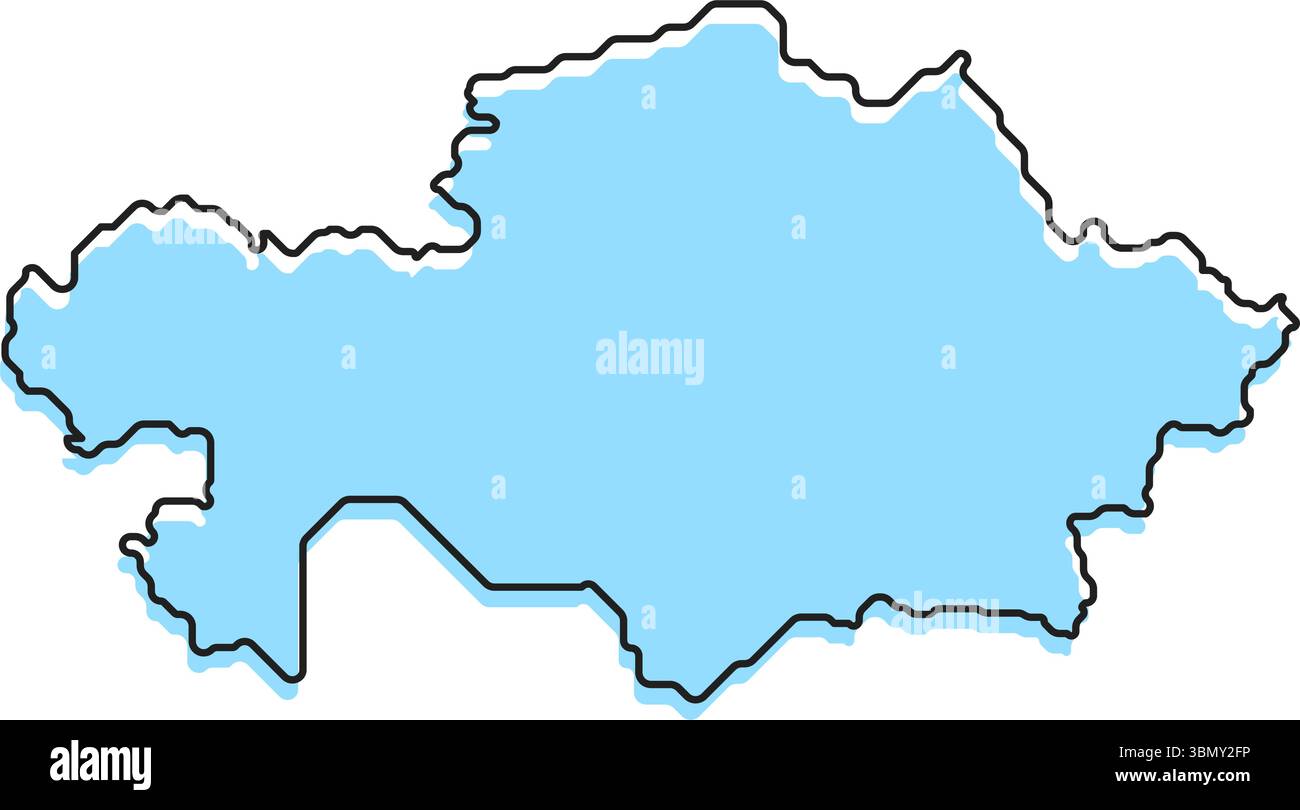 Una semplice mappa stilizzata del paese del Kazakistan. Moderna mappa stilizzata del paese per infografiche. Illustrazione Vettoriale