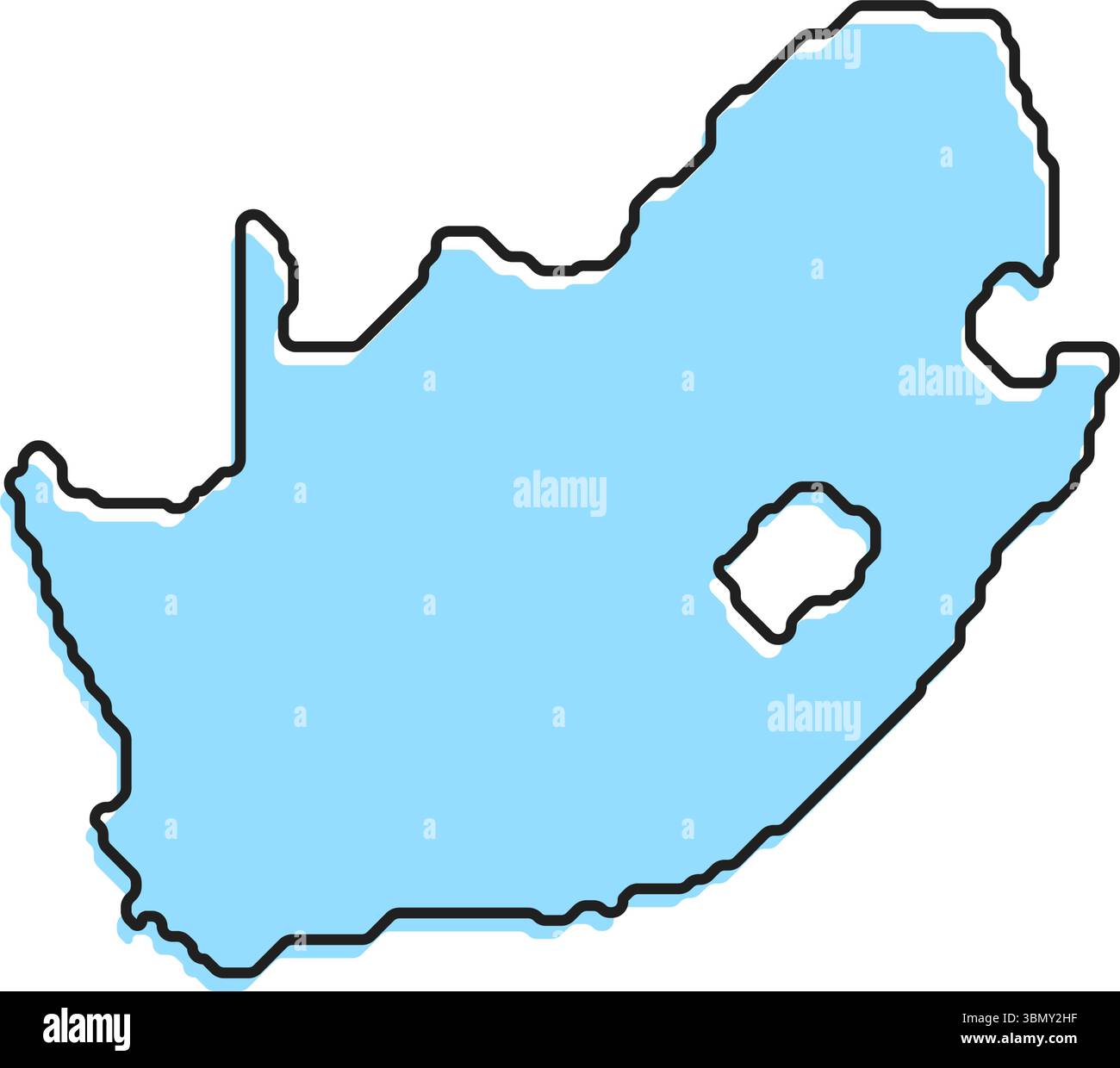 Una semplice mappa stilizzata del paese del Sud Africa. Moderna mappa stilizzata del paese per infografiche. Illustrazione Vettoriale