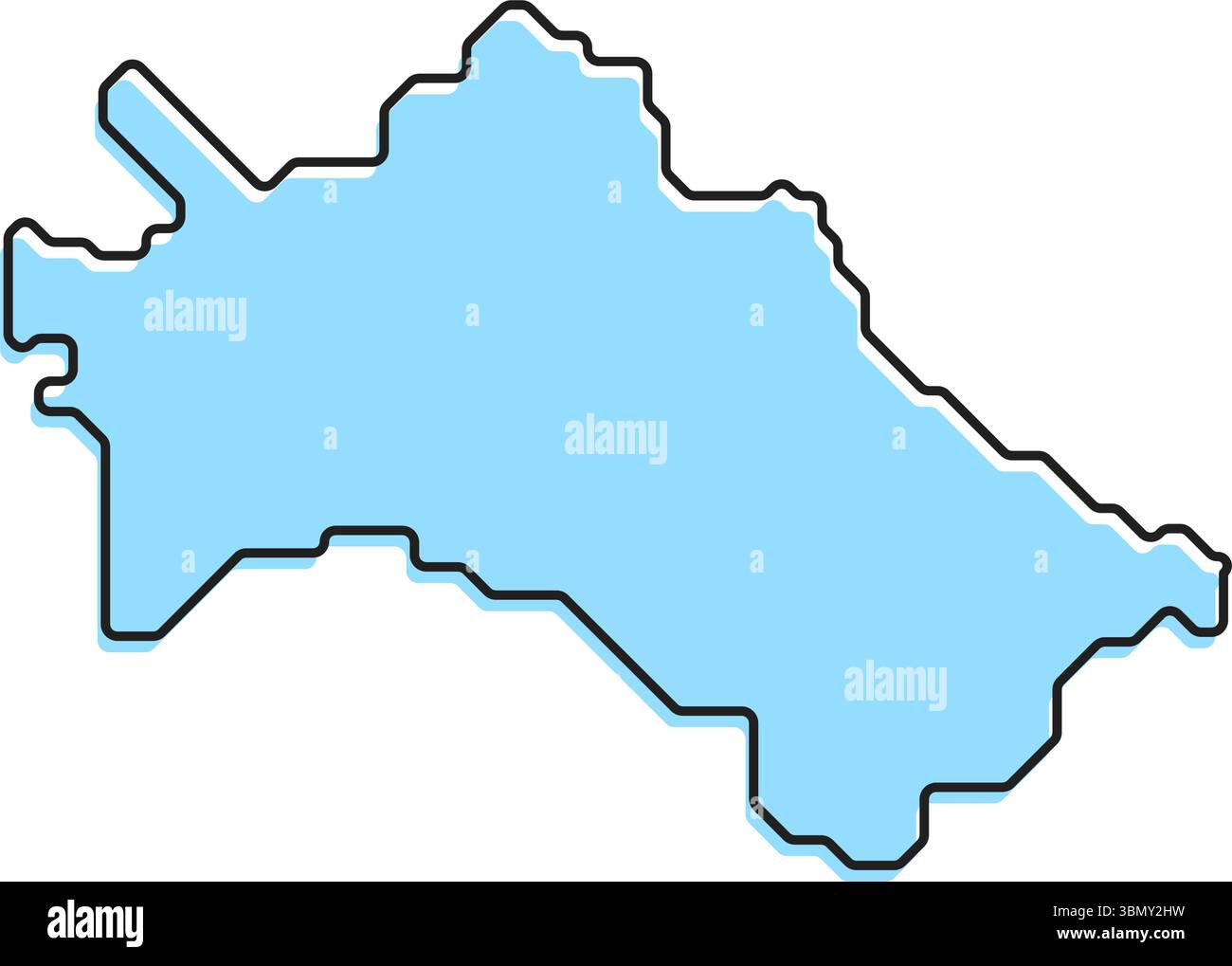 Una semplice mappa stilizzata del paese del Turkmenistan. Moderna mappa stilizzata del paese per infografiche. Illustrazione Vettoriale