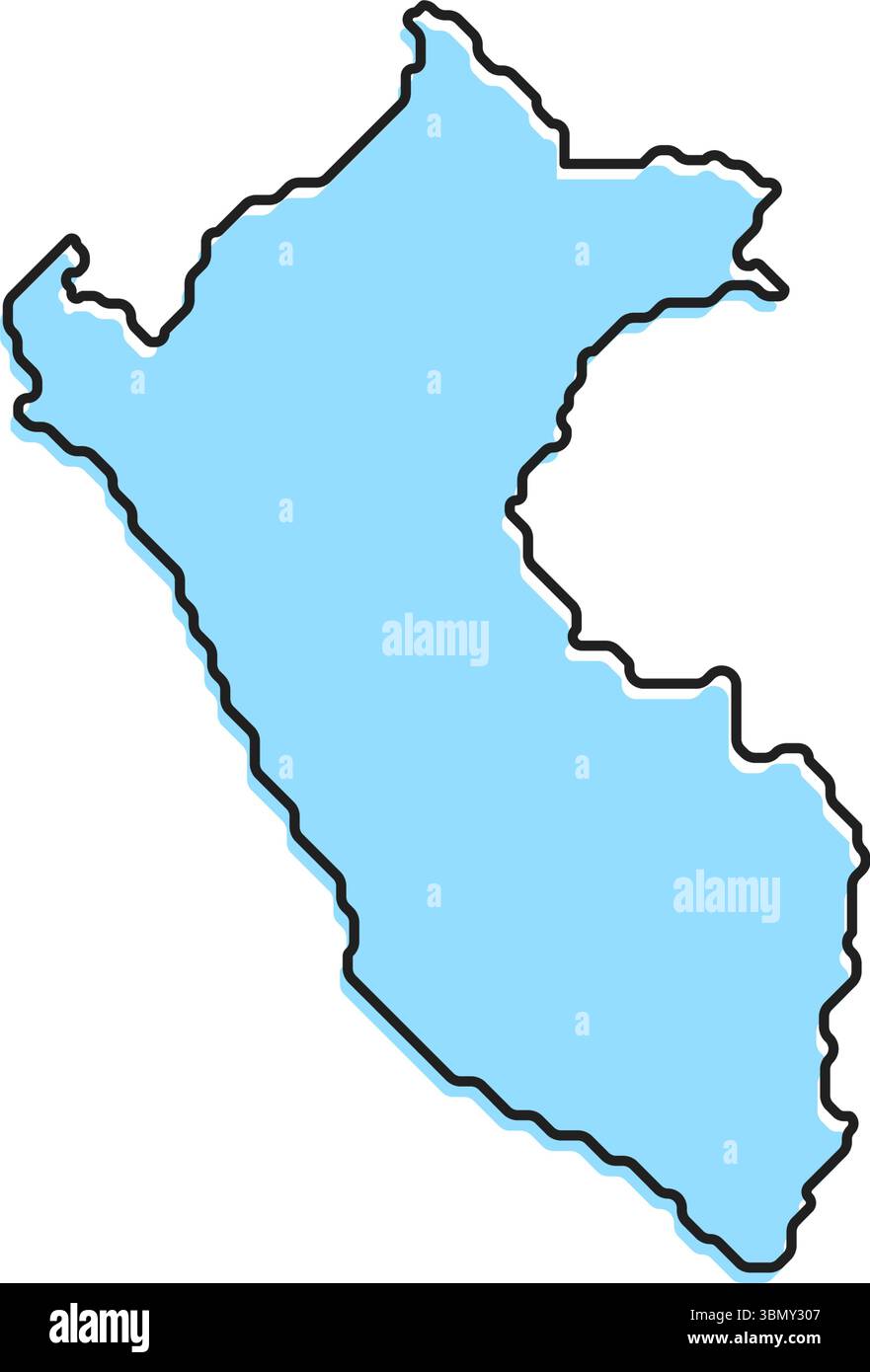 Una semplice mappa stilizzata del paese del Perù. Moderna mappa stilizzata del paese per infografiche. Illustrazione Vettoriale