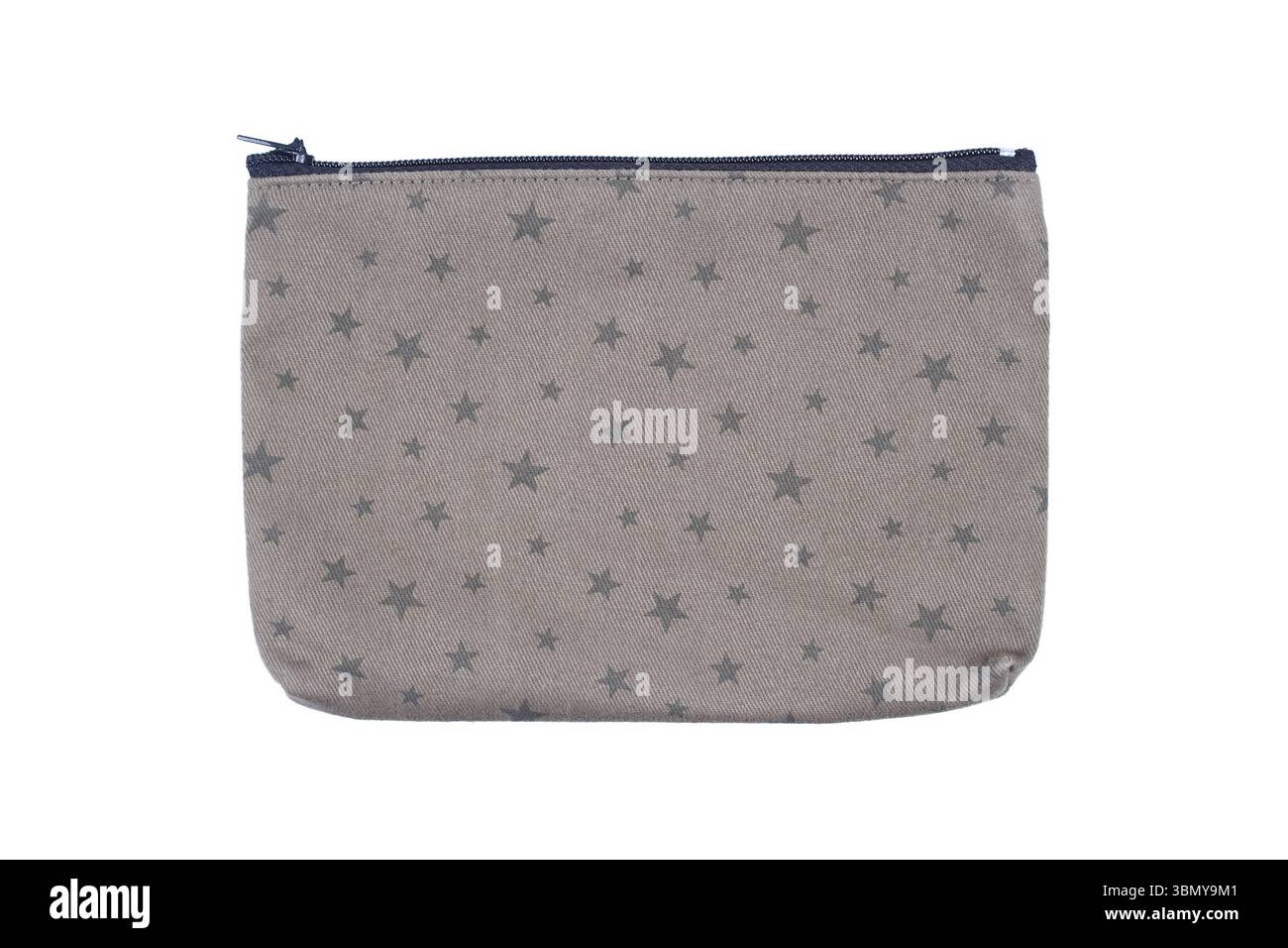 è una borsa di abbigliamento con chiusura a zip isolata in bianco. Foto Stock