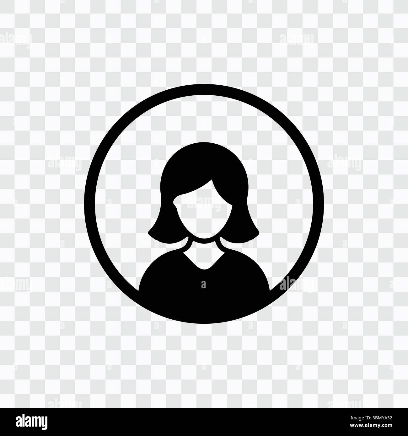 "Icona utente femminile nel cerchio: Silhouette Avatar donna, simbolo profilo" Illustrazione Vettoriale