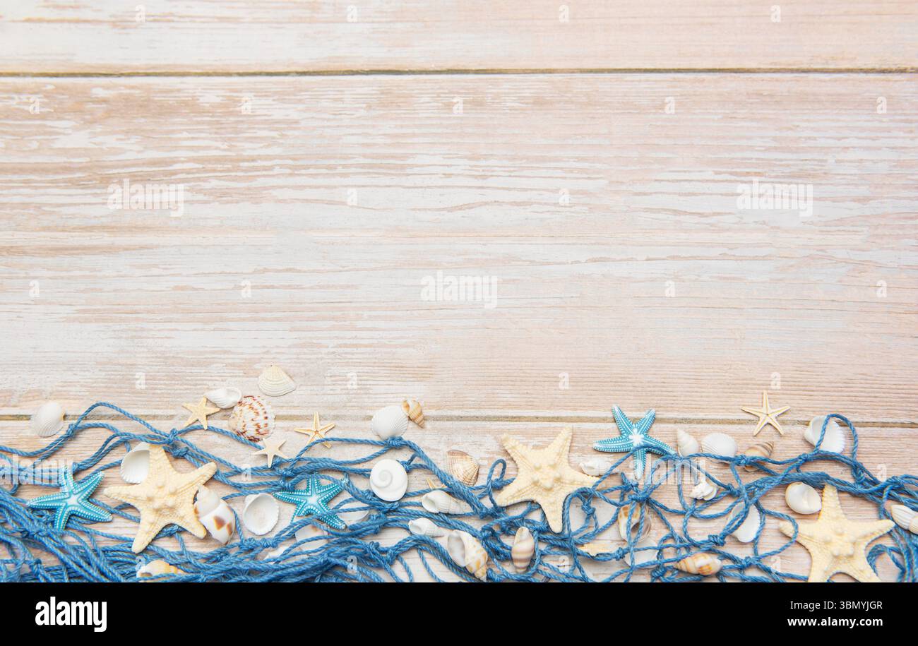 Rete Decorativa Marina Con Conchiglie - 1.5x2m Blu Con Clip E Pendenti Per Parete - Foto 13