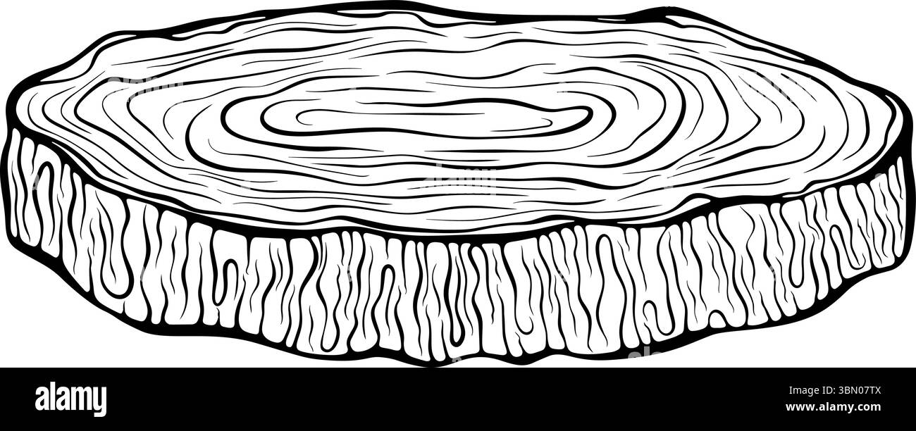Linea di taglio tronchi in legno art Illustrazione Vettoriale