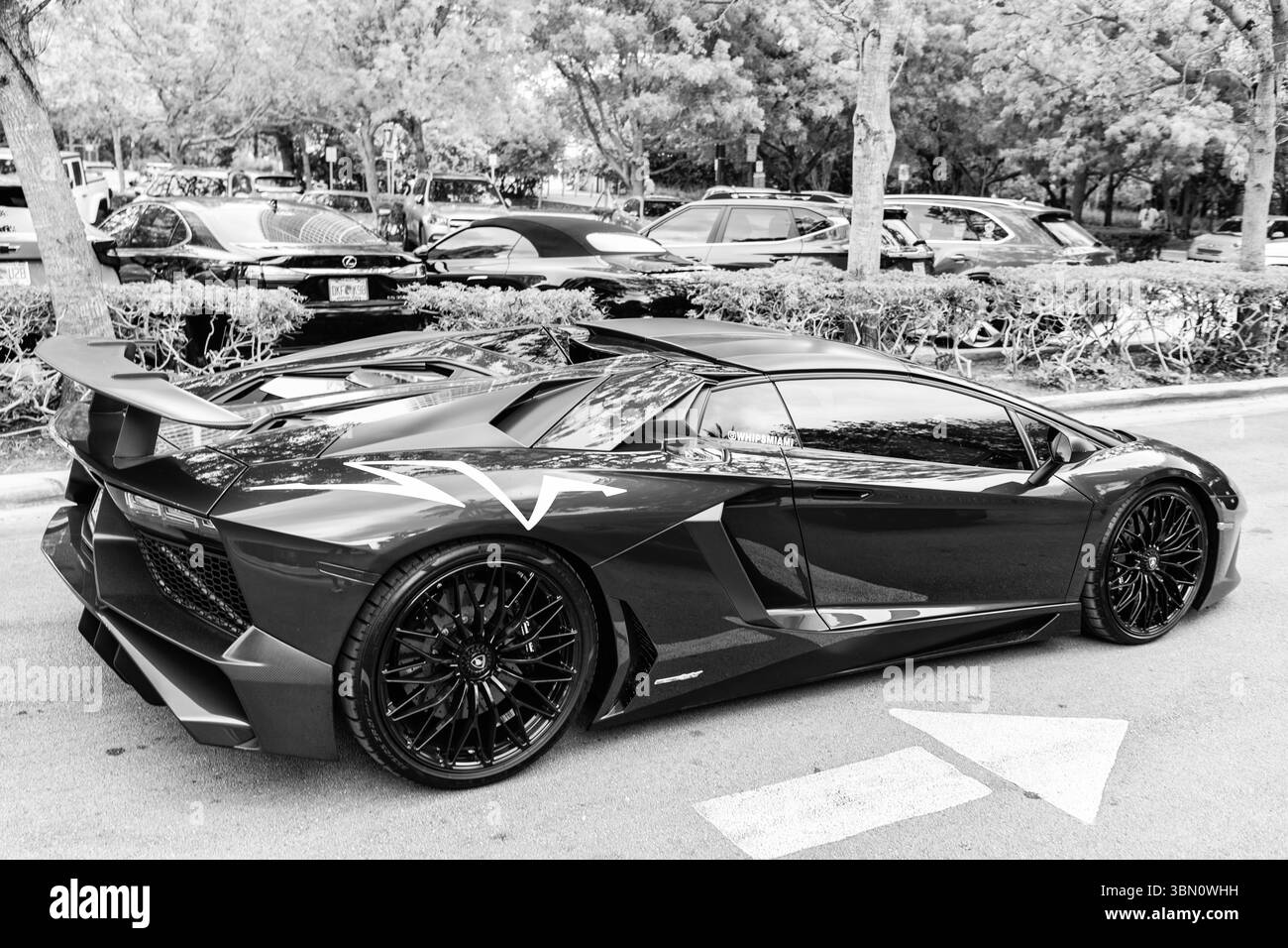 Miami Beach, Florida USA - 8 giugno 2024: 2021 lamborghini Aventador SVJ Roadster a miami Beach. Lamborghini è una casa automobilistica italiana di lusso. Piccoletto Foto Stock