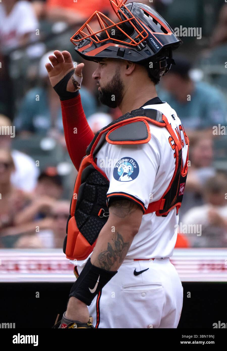 Baltimora, Stati Uniti. 29 giugno 2025. BALTIMORE, MD - GIUGNO 29: Ricevitore dei Baltimore Orioles Gary Sánchez (99) durante una partita della MLB tra i Baltimore Orioles e i Tampa Bay Rays, il 29 giugno 2025, all'Oriole Park a Camden Yards, a Baltimora, Maryland. (Foto di Tony Quinn/SipaUSA) credito: SIPA USA/Alamy Live News Foto Stock