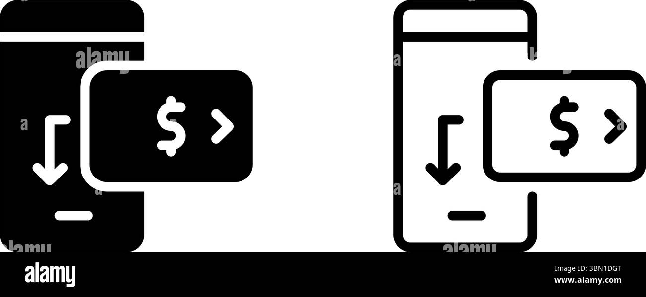 Icone per e-wallet, mobile banking e processori di pagamento con grafica per carte e telefoni. Illustrazione Vettoriale