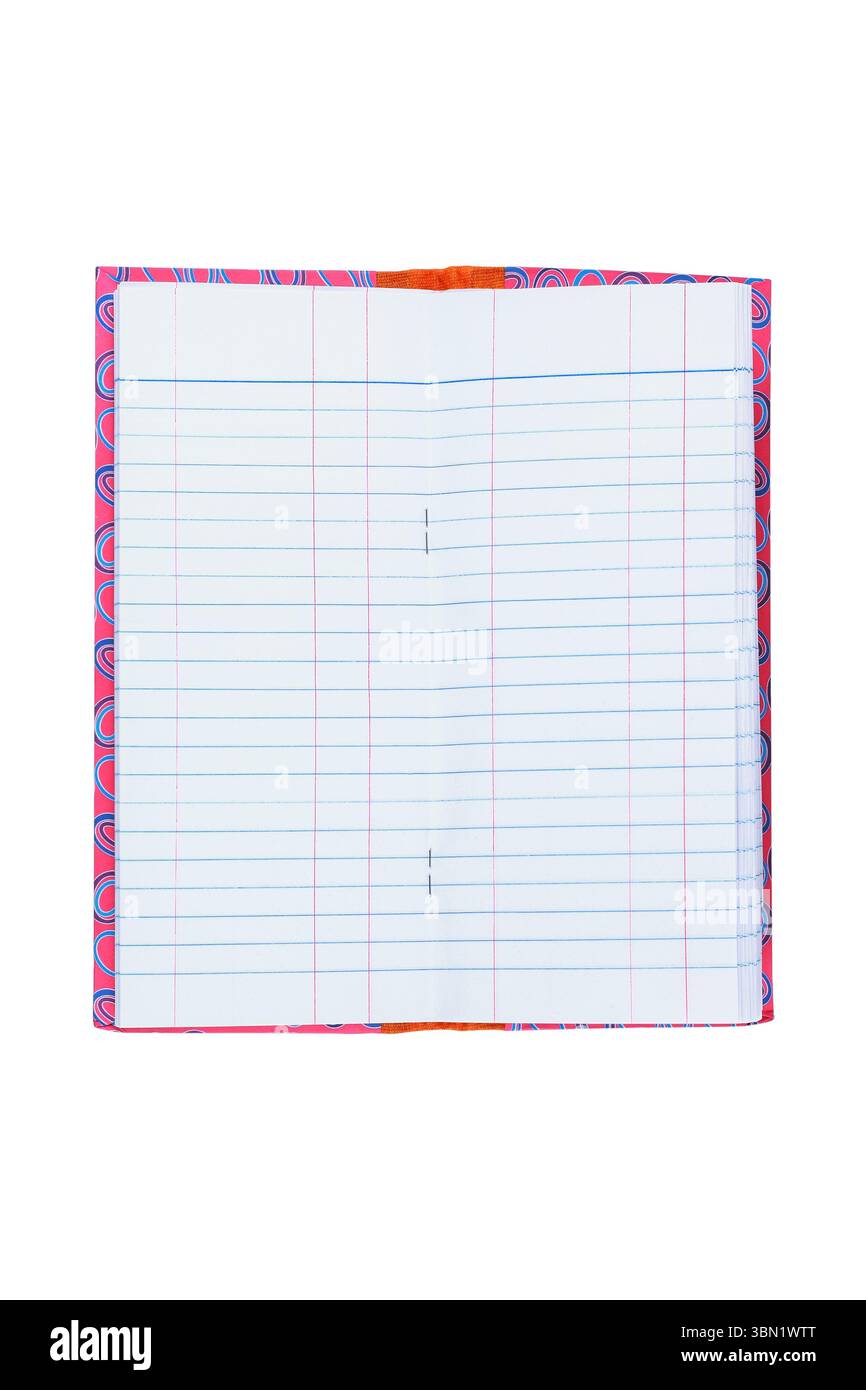 Si tratta di un notebook aperto isolato su bianco. Foto Stock Si tratta di un notebook aperto isolato su bianco. Foto Stock