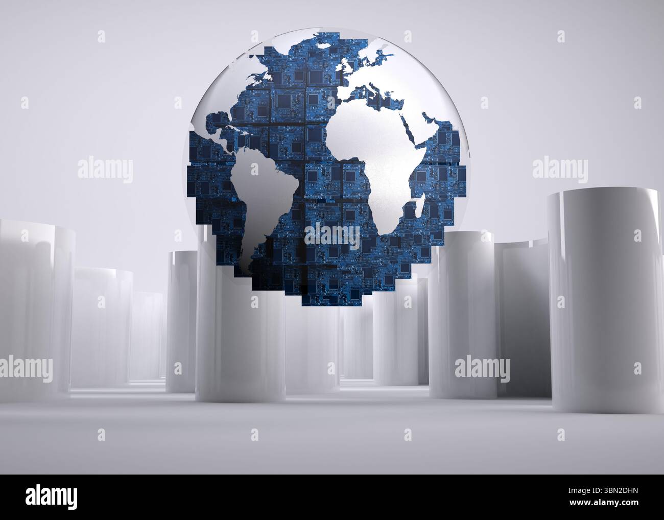 Digital Globe sul grigio Sfondo astratto Foto Stock