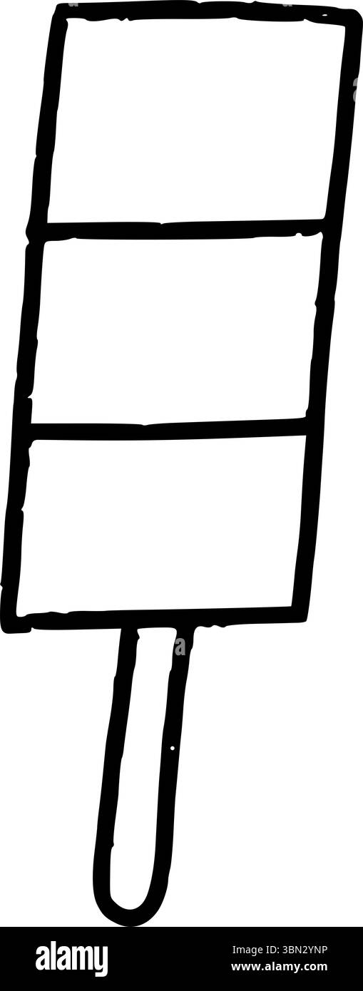 Gelateria su un doodle disegnato a mano, Icecream bar con contorno nero, isolato su sfondo trasparente Illustrazione Vettoriale