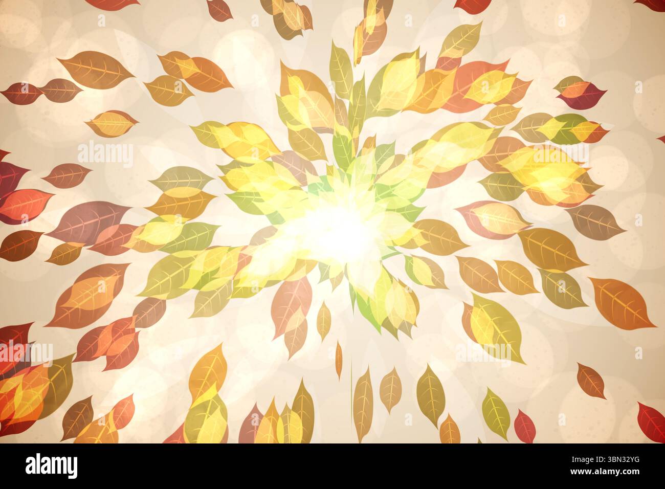 Foglie autunnali pattern in toni caldi Foto Stock
