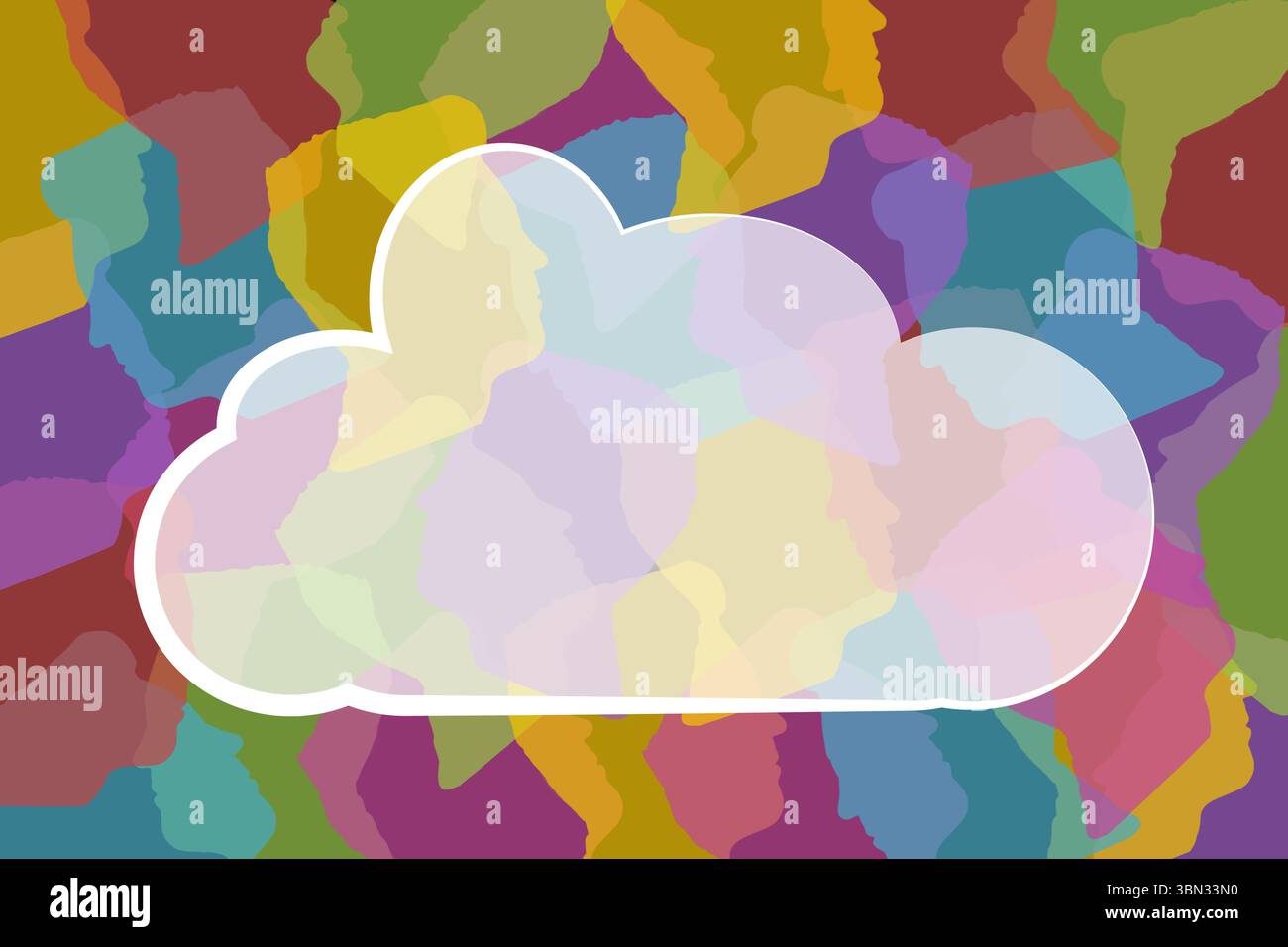 Nuvola su volti umani colorati Foto Stock