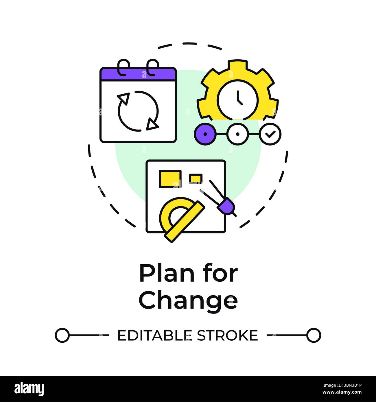 Pianificare la modifica dell'icona del concetto multicolore Illustrazione Vettoriale