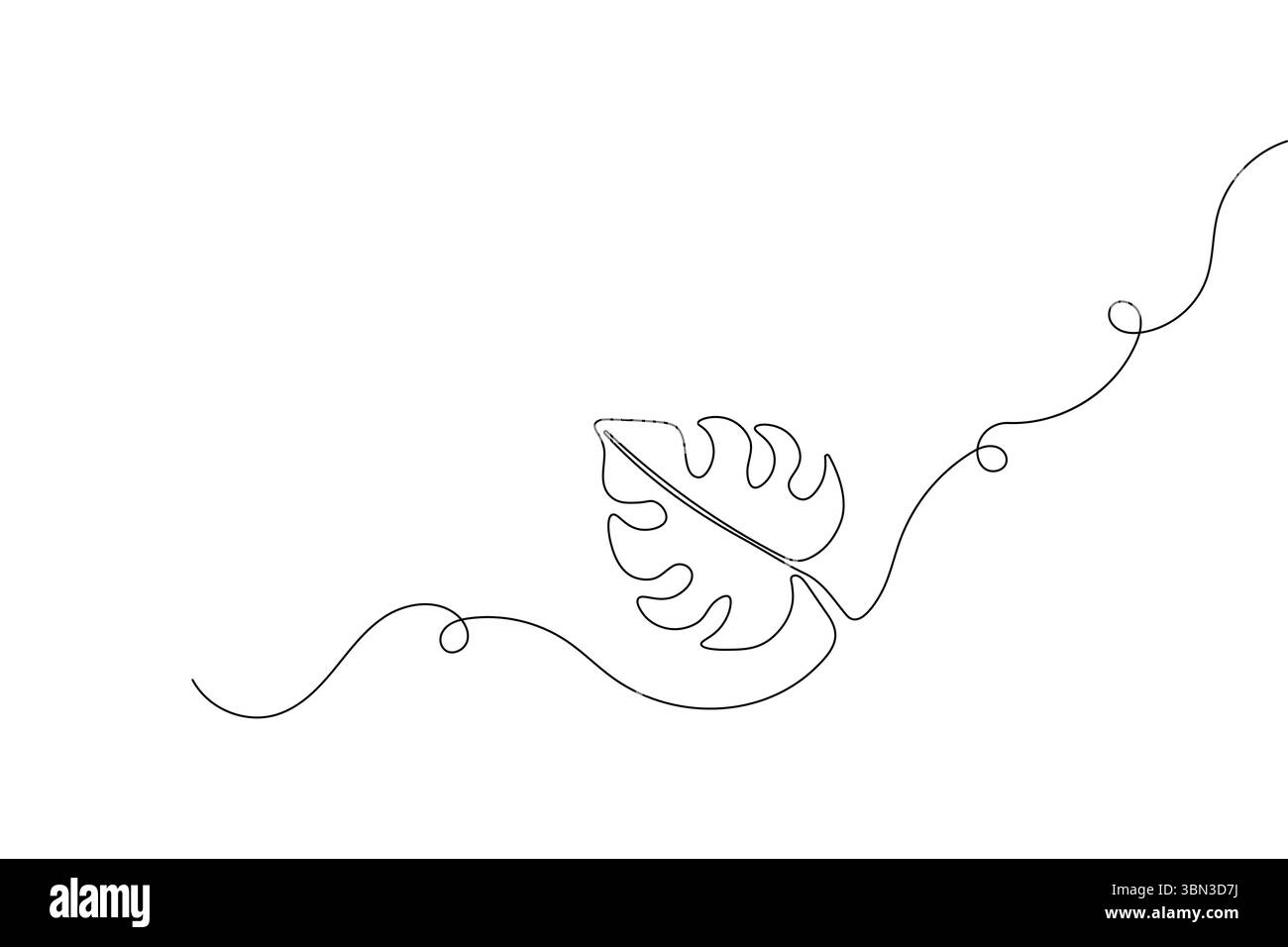 Monstera Leaf una linea disegna minimalista grafica continua vettoriale isolato Illustrazione Vettoriale