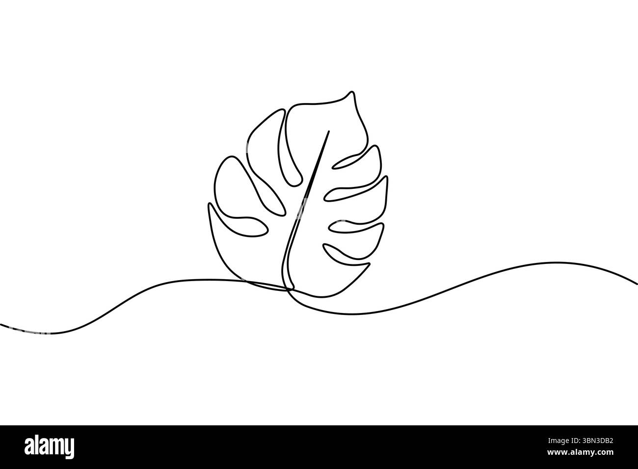 Monstera Leaf una linea disegna minimalista grafica continua vettoriale isolato Illustrazione Vettoriale