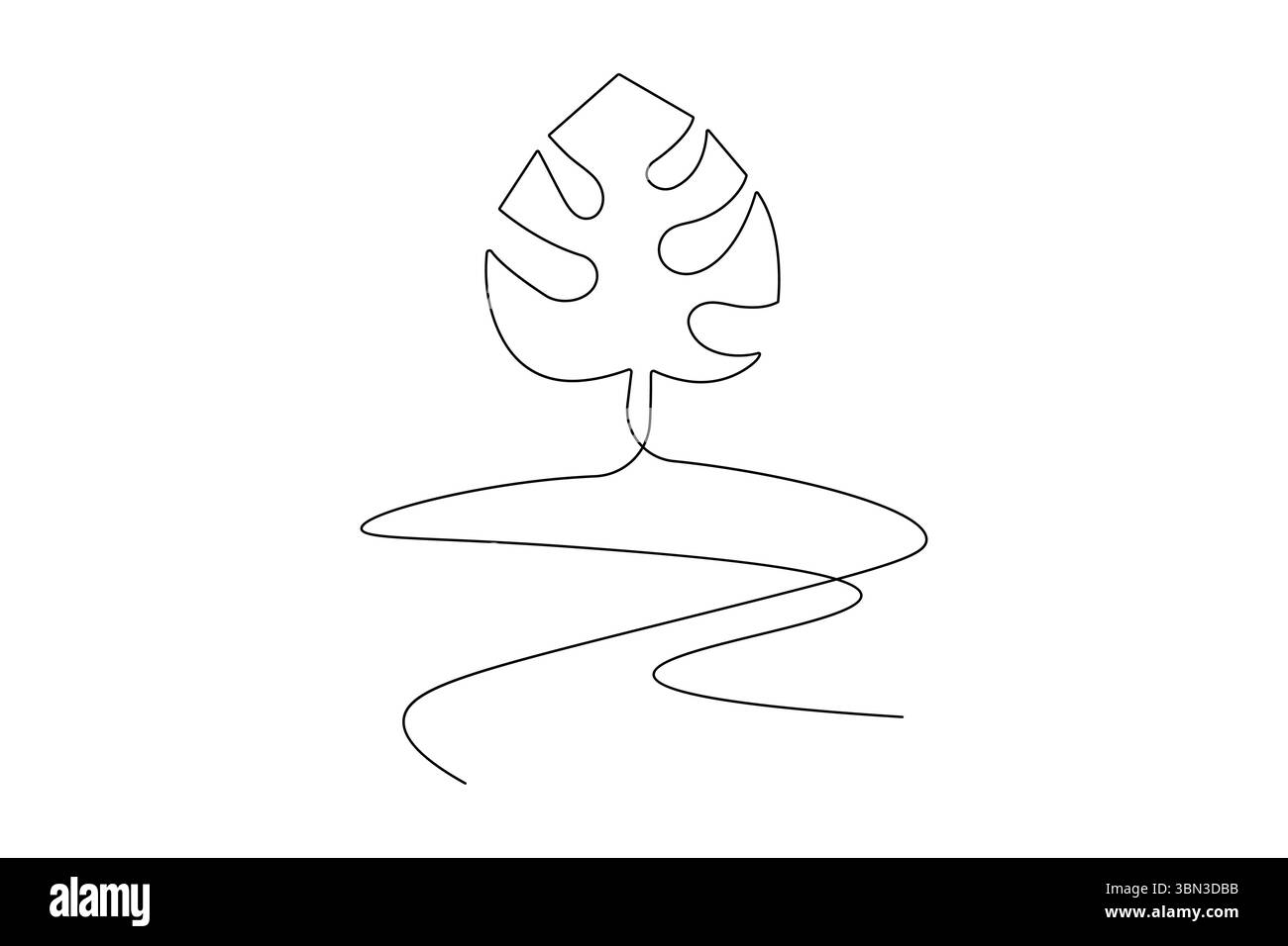 Monstera Leaf una linea disegna minimalista grafica continua vettoriale isolato Illustrazione Vettoriale