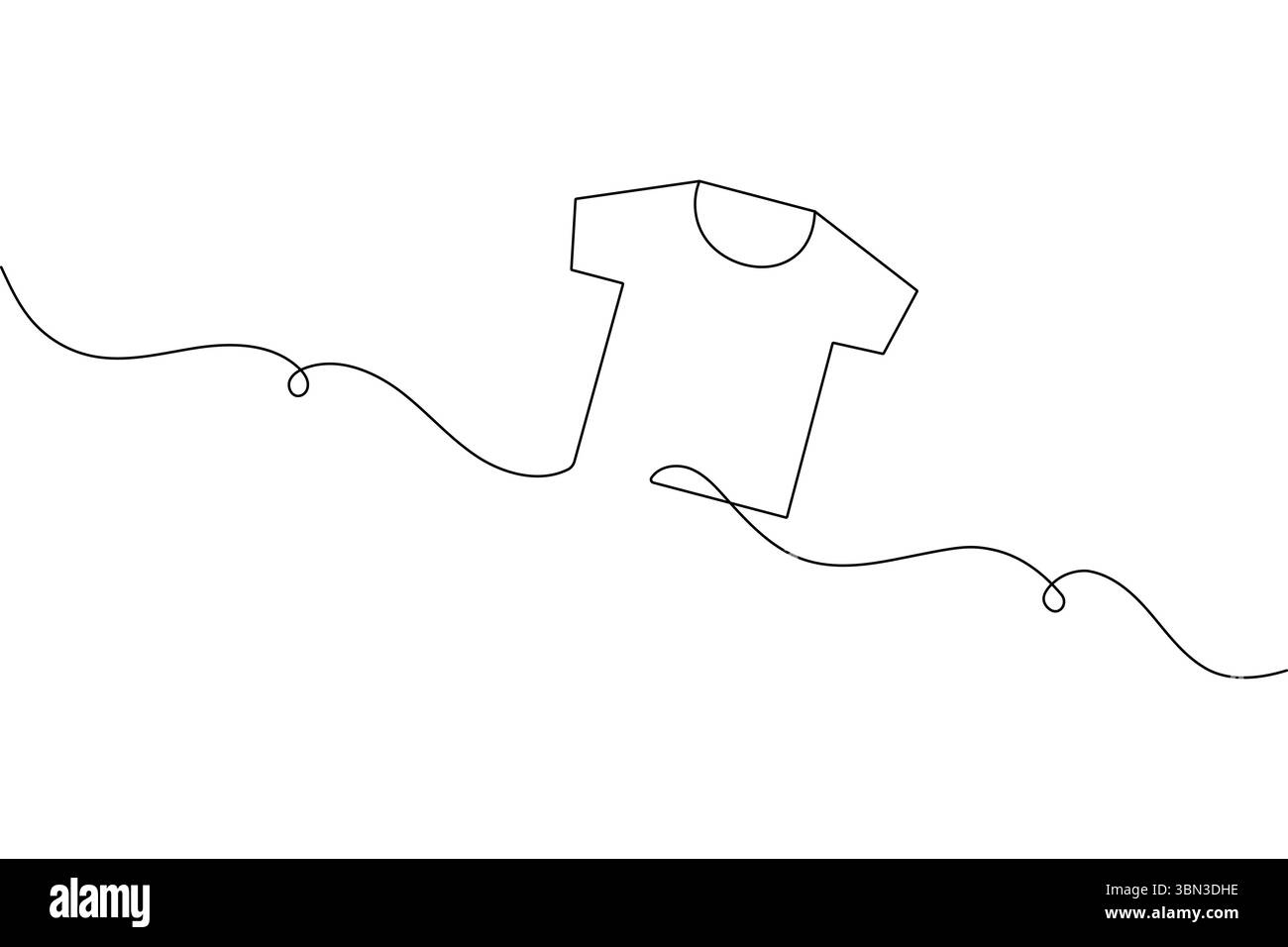 Tshirt continua disegno a una linea in stile minimalista isolare l'illustrazione vettoriale del contorno Illustrazione Vettoriale