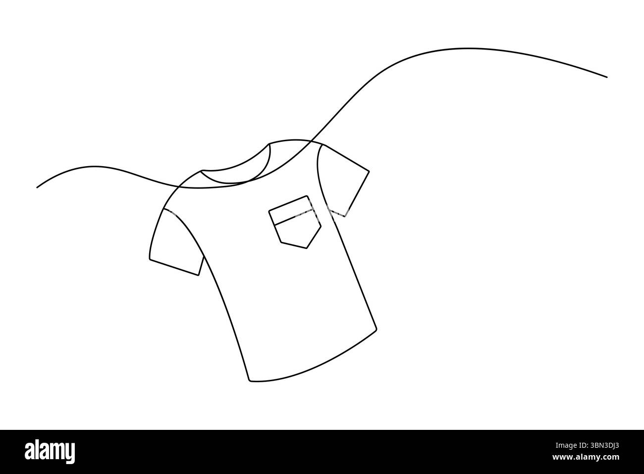 Tshirt continua disegno a una linea in stile minimalista isolare l'illustrazione vettoriale del contorno Illustrazione Vettoriale